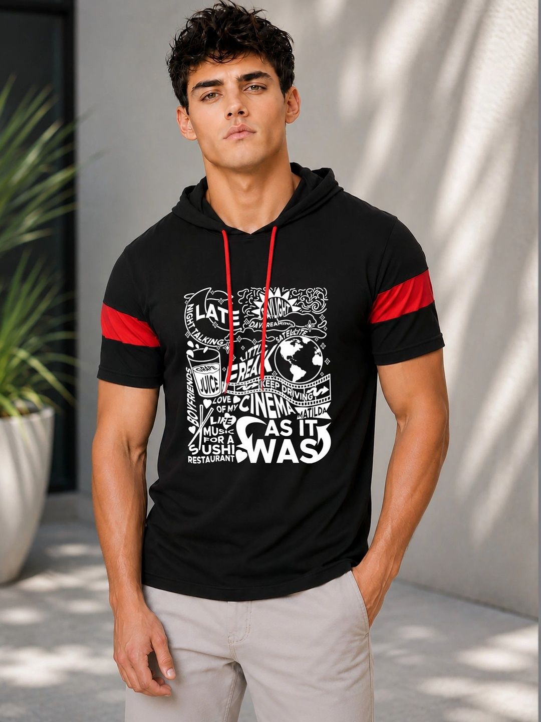 WOOSTRO Men Typography Printed Hooded T-shirt-picture-5