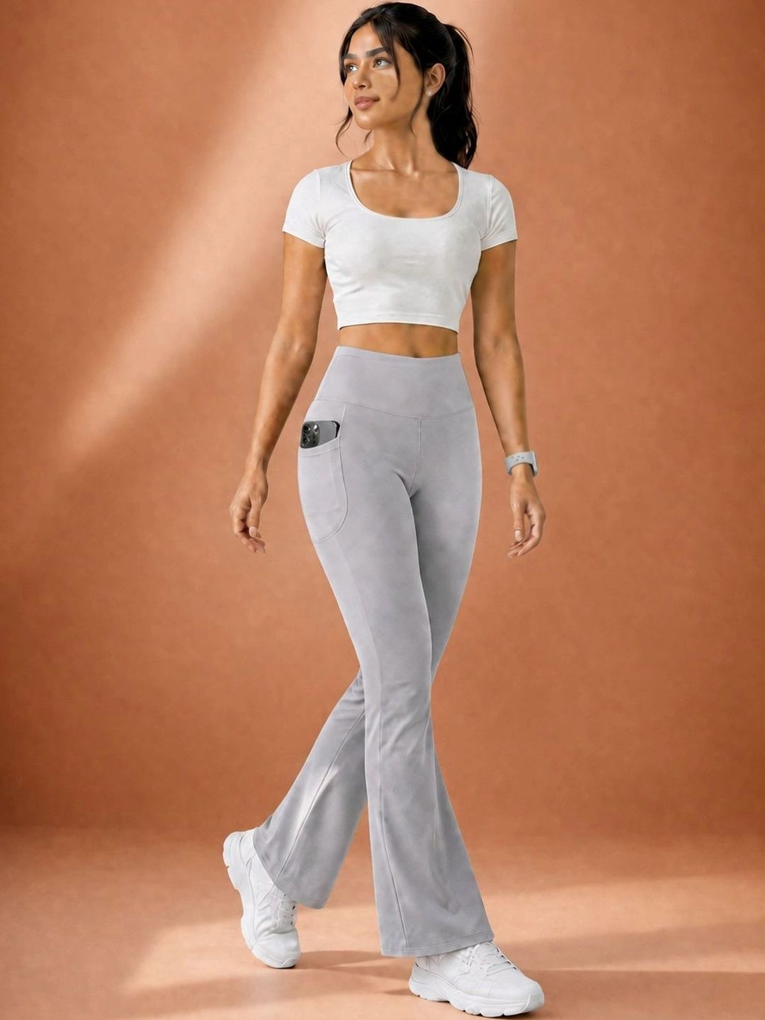 POOJARAN SAREE Stretchable High Waist Bootcut Gym Tights-picture-14