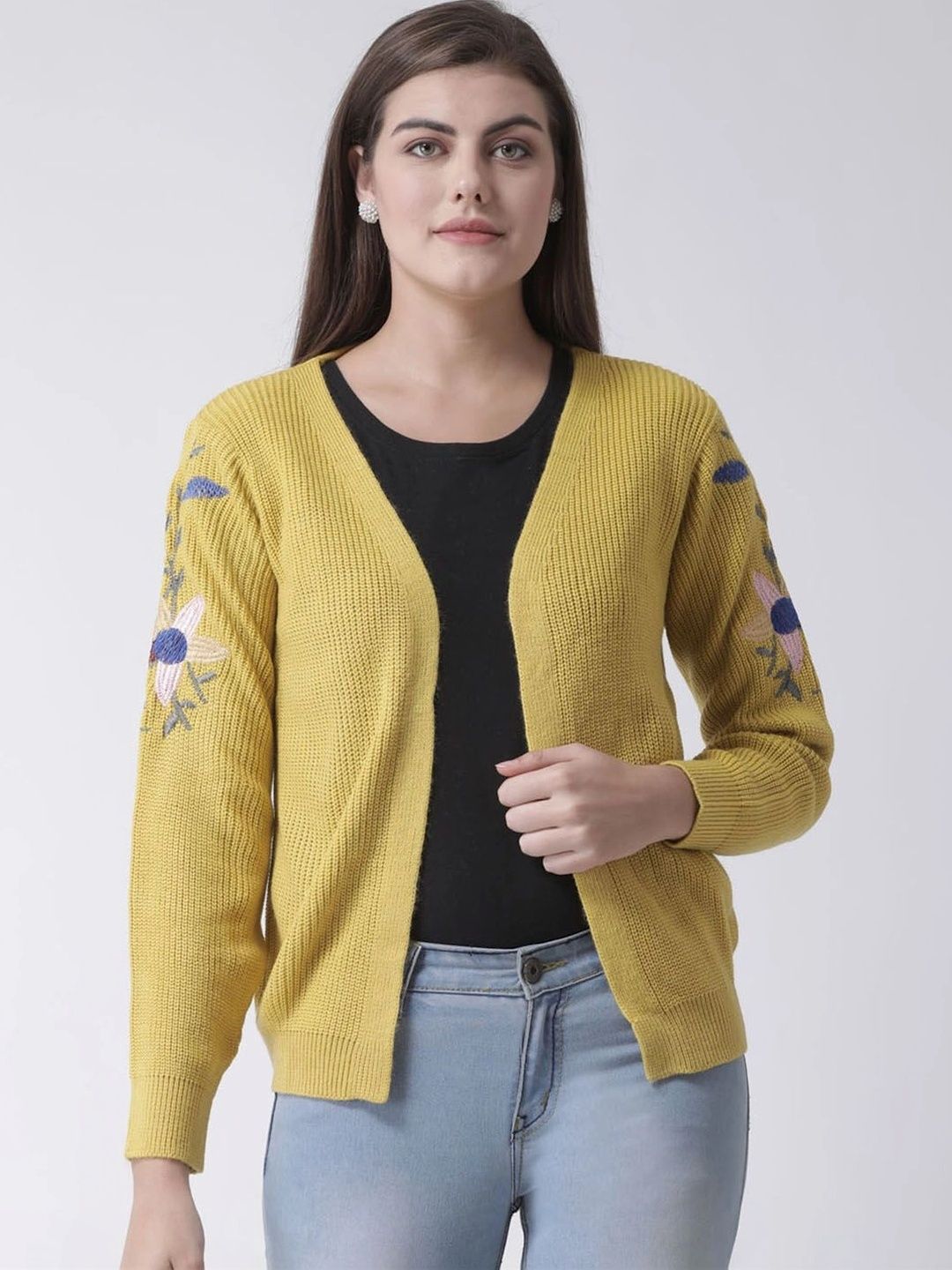 Club York Women Cable Knit Cardigan with Embroidered Detail-picture-36