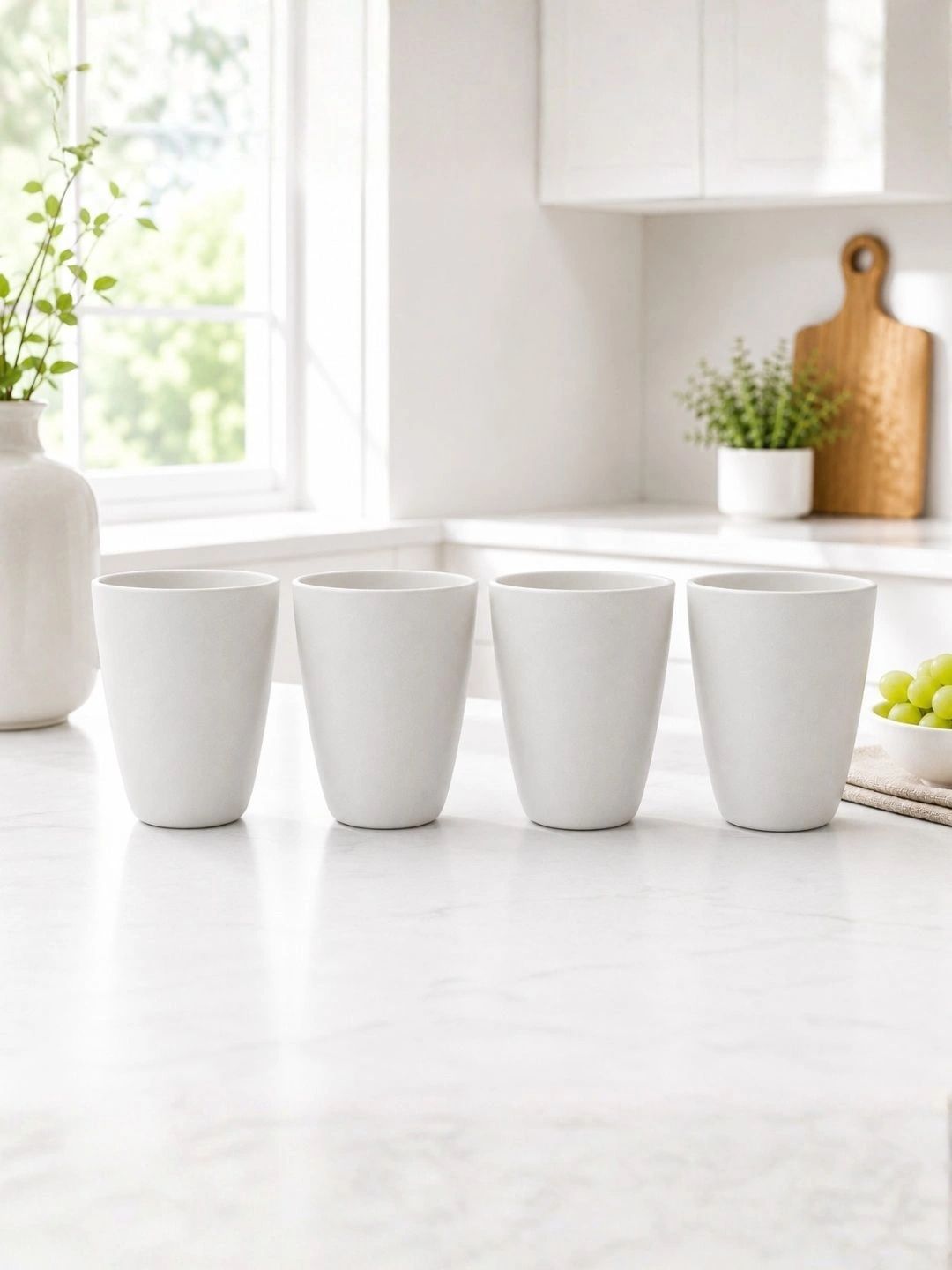 KitchEase 4Pcs White Bamboo Water Glass-image-34