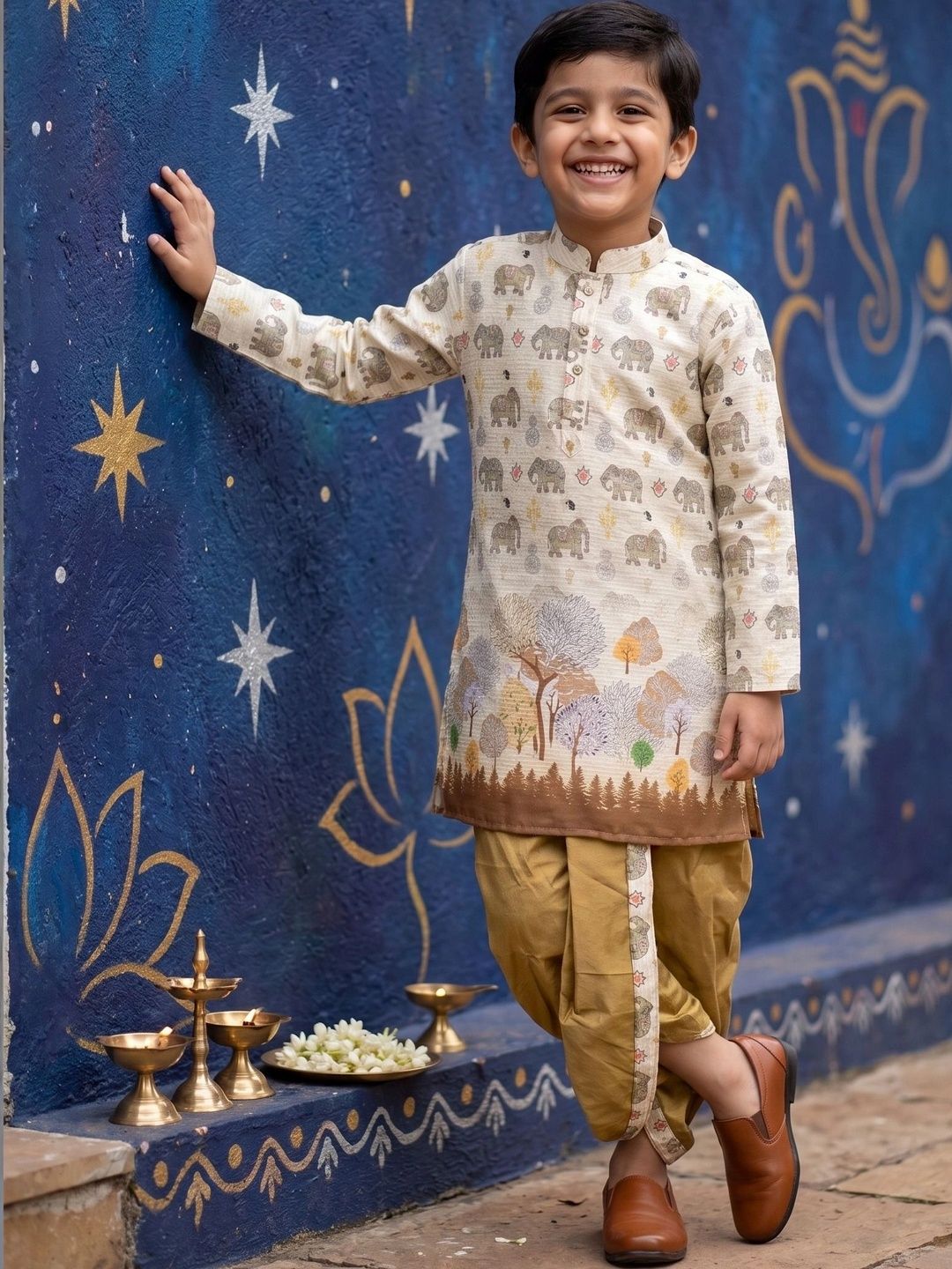 TAKE STYLE Boys Animal Printed Regular Kurta with Dhoti Pants-picture-36