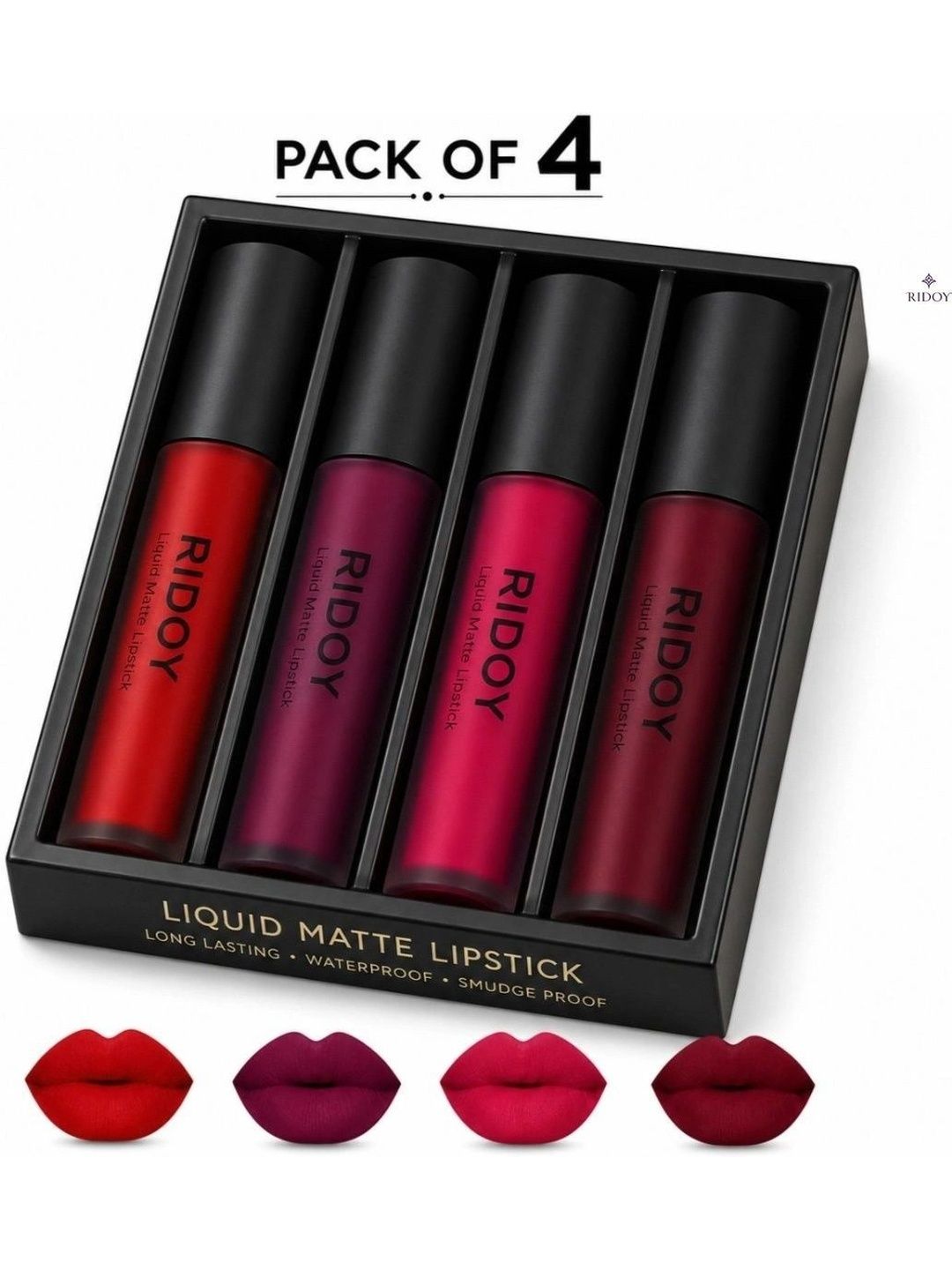 ridoy Set Of 4 Waterproof Liquid Matte Lipstick-3 ml Each - Classic Red-Berry Plum-picture-42