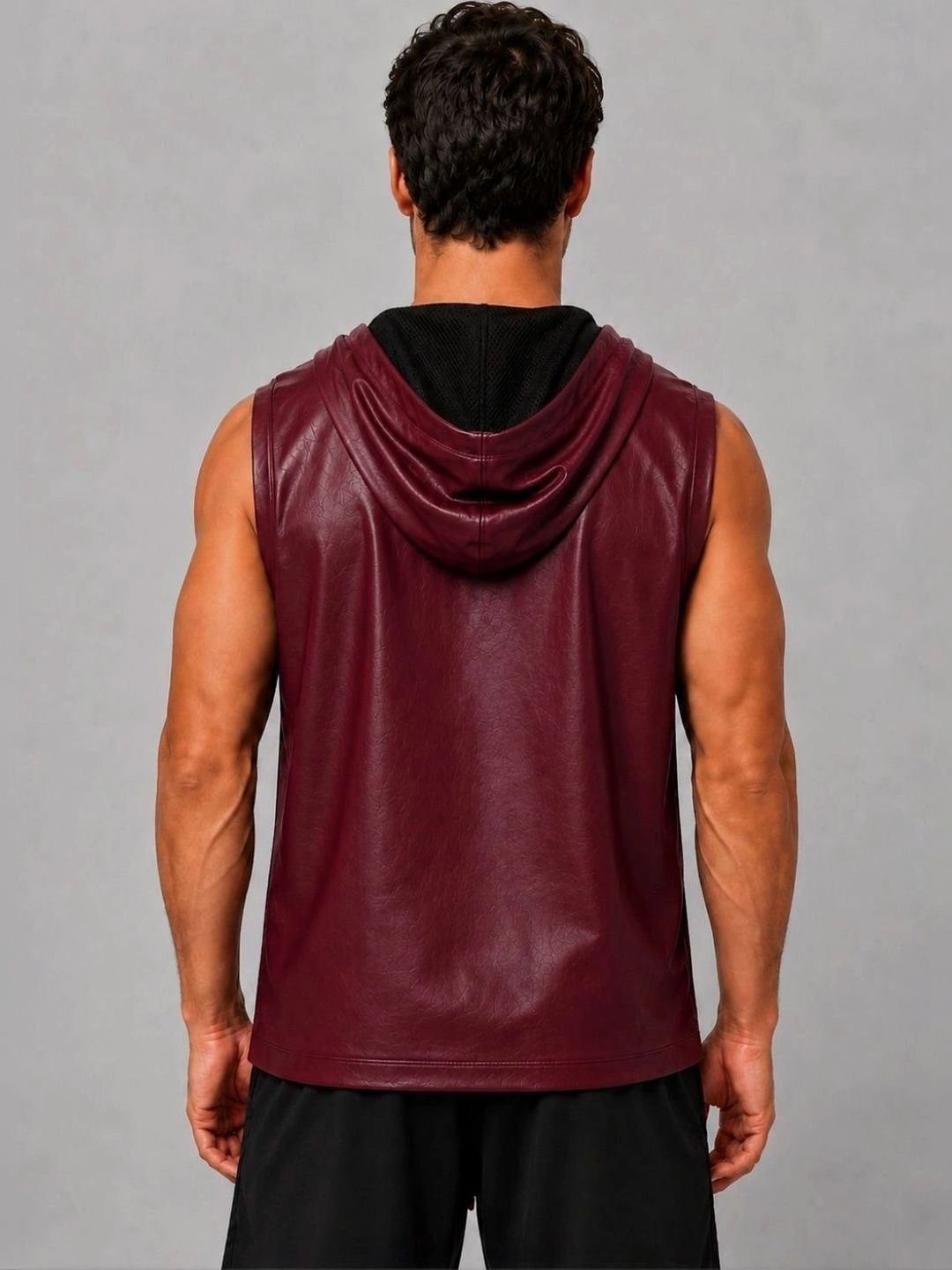 Raxedo Men Leather Training or Gym Open Front Jacket-picture-40