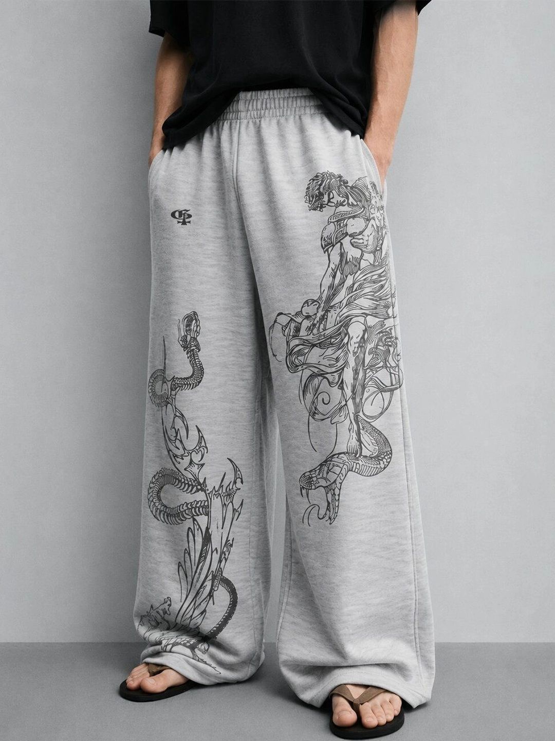 GENRAGE Men Baggy Graphic Print Track Pants-picture-49
