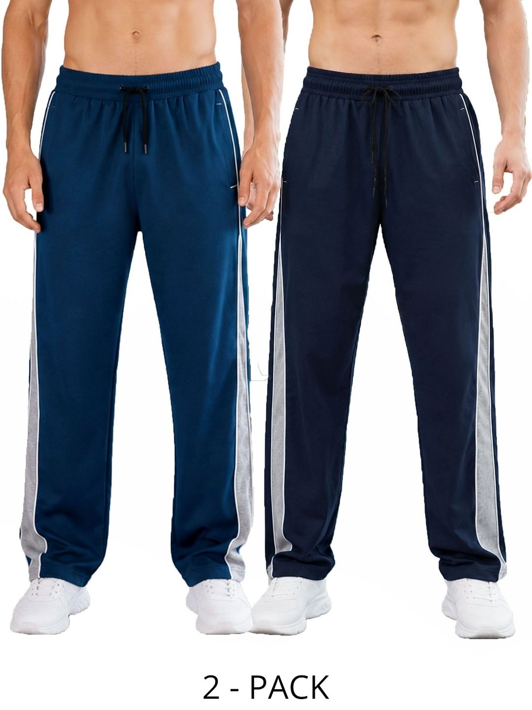 T.T. Men Pack Of 2 Colourblocked Mid-Rise Cotton Track Pants-picture-55