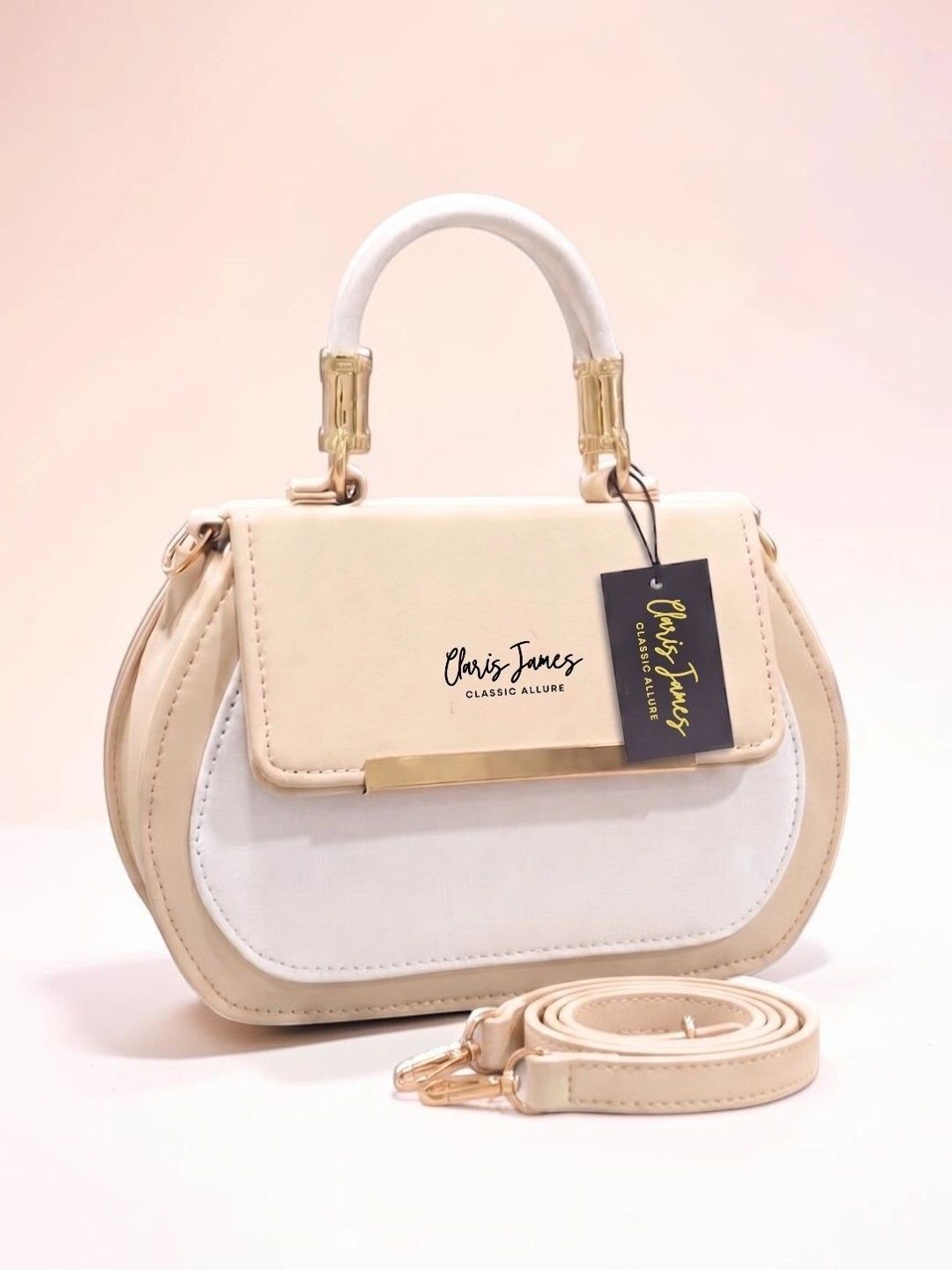 CLARIS JAMES Colourblocked PU Structured Handheld Bag-picture-28