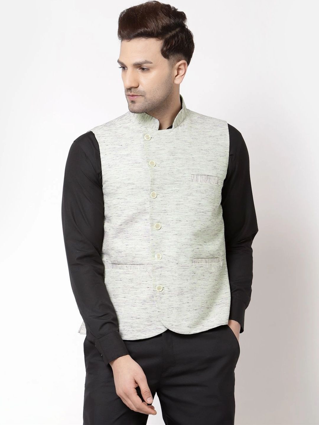 Moda Rapido Woven Design Pure Cotton Nehru Jacket-picture-41