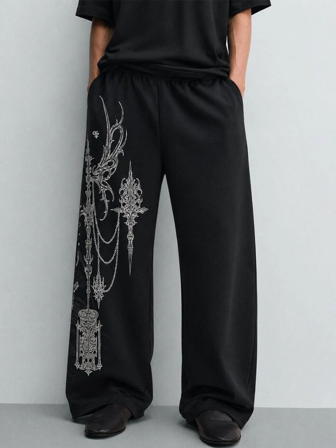 GENRAGE Men Baggy Graphic Print Track Pants-picture-34
