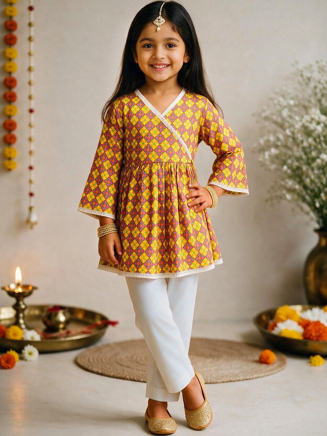 VASTRAMAY Girls Geometric Printed Kurta-image-20