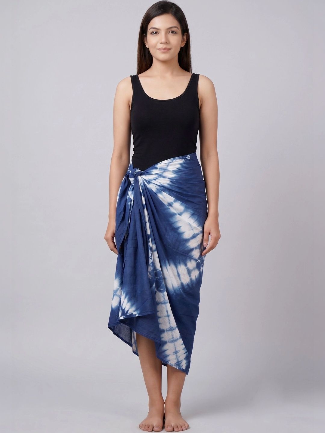 HANDICRAFT PALACE W Shibori Dyed Cotton Swimwear Cover Up Sarong-picture-31