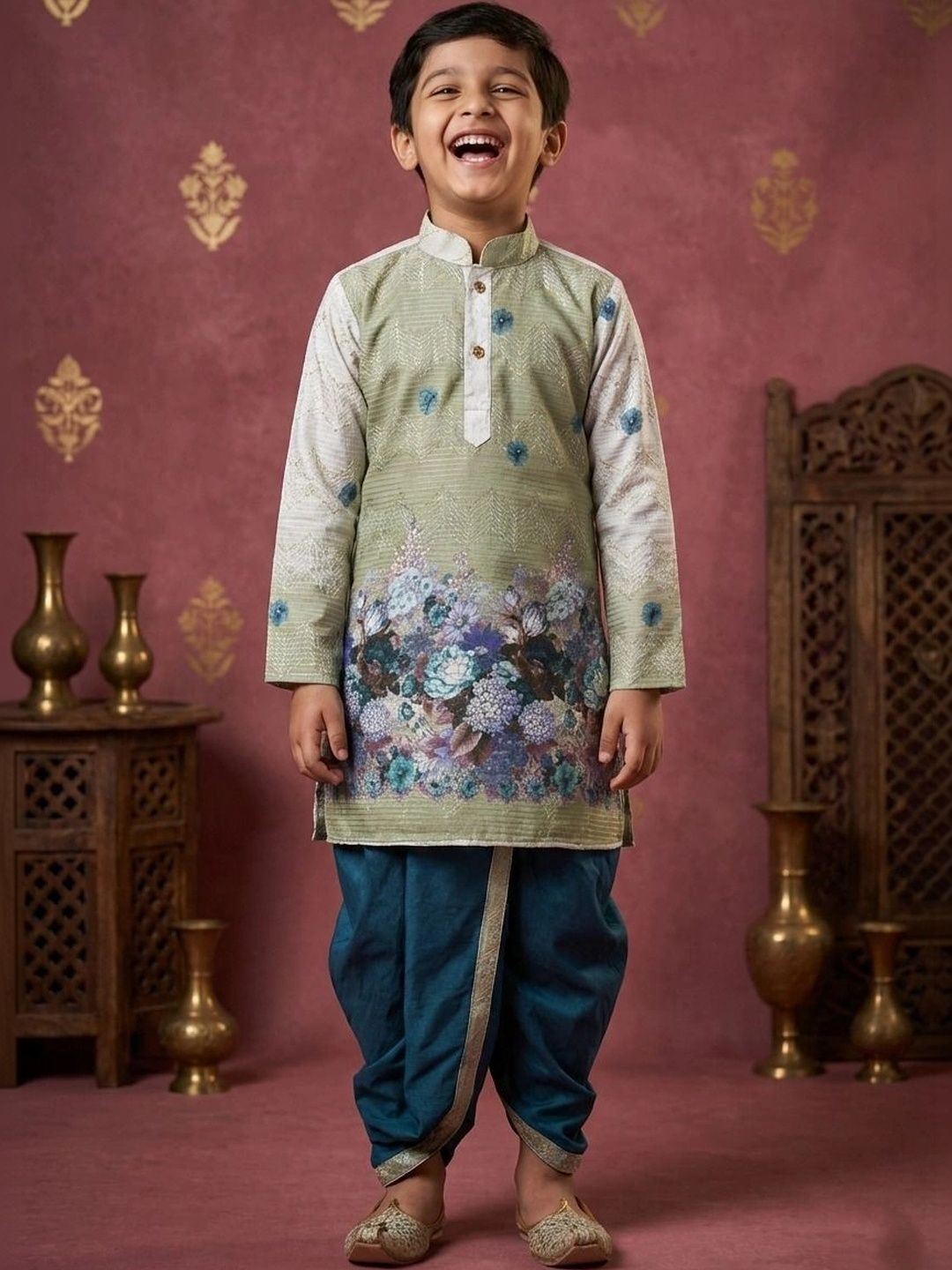 Cae Boys Floral Printed Regular Kurta with Dhoti Pants-picture-26