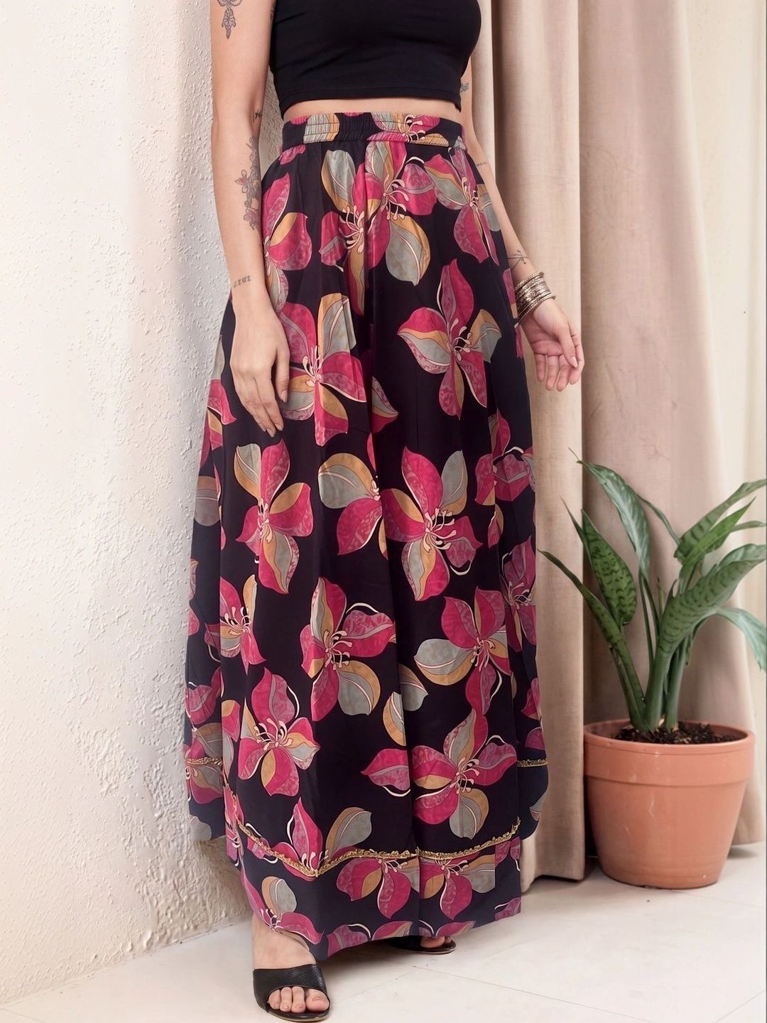 Anouk Women Cotton Cotton Cambric Floral Maxi Flared Skirt-picture-25