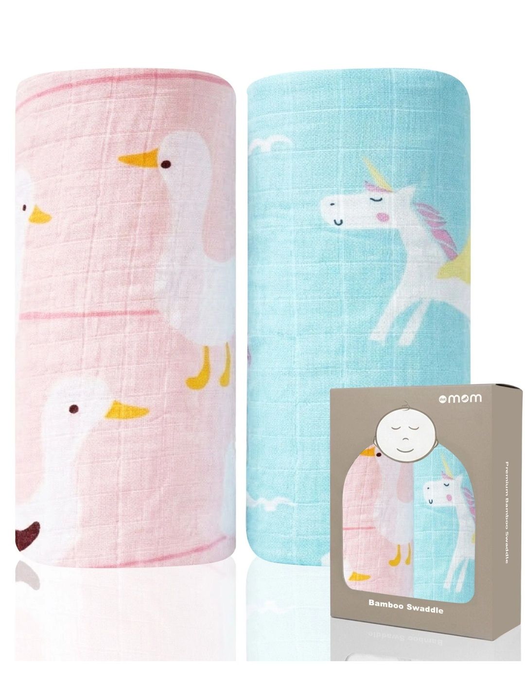 DOTMOM Infants Pack of 2 Printed Organic Bamboo Hypoallergenic & Antibacterial Swaddle-picture-58