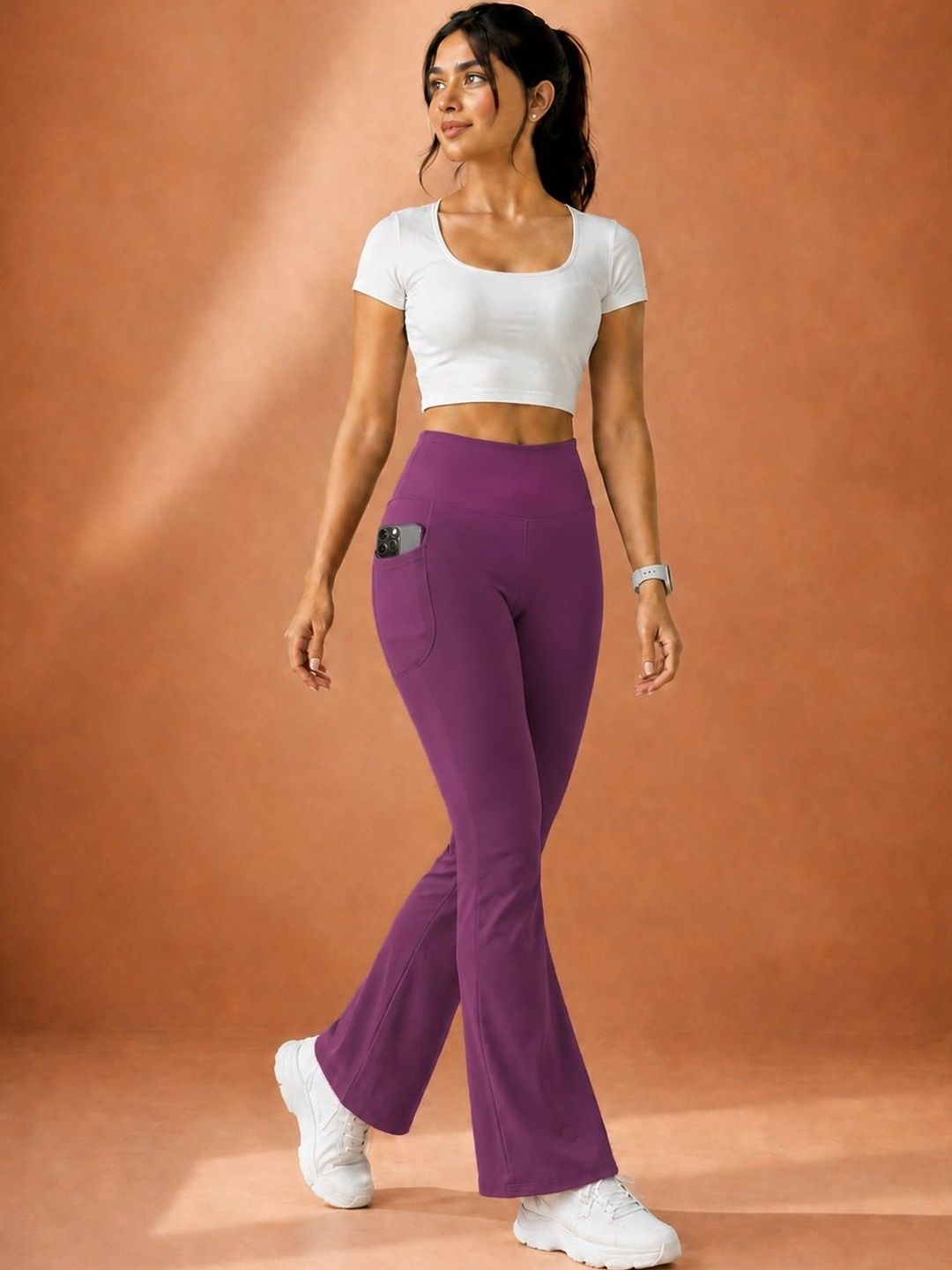 POOJARAN SAREE Stretchable High Waist Bootcut Gym Tights-picture-2