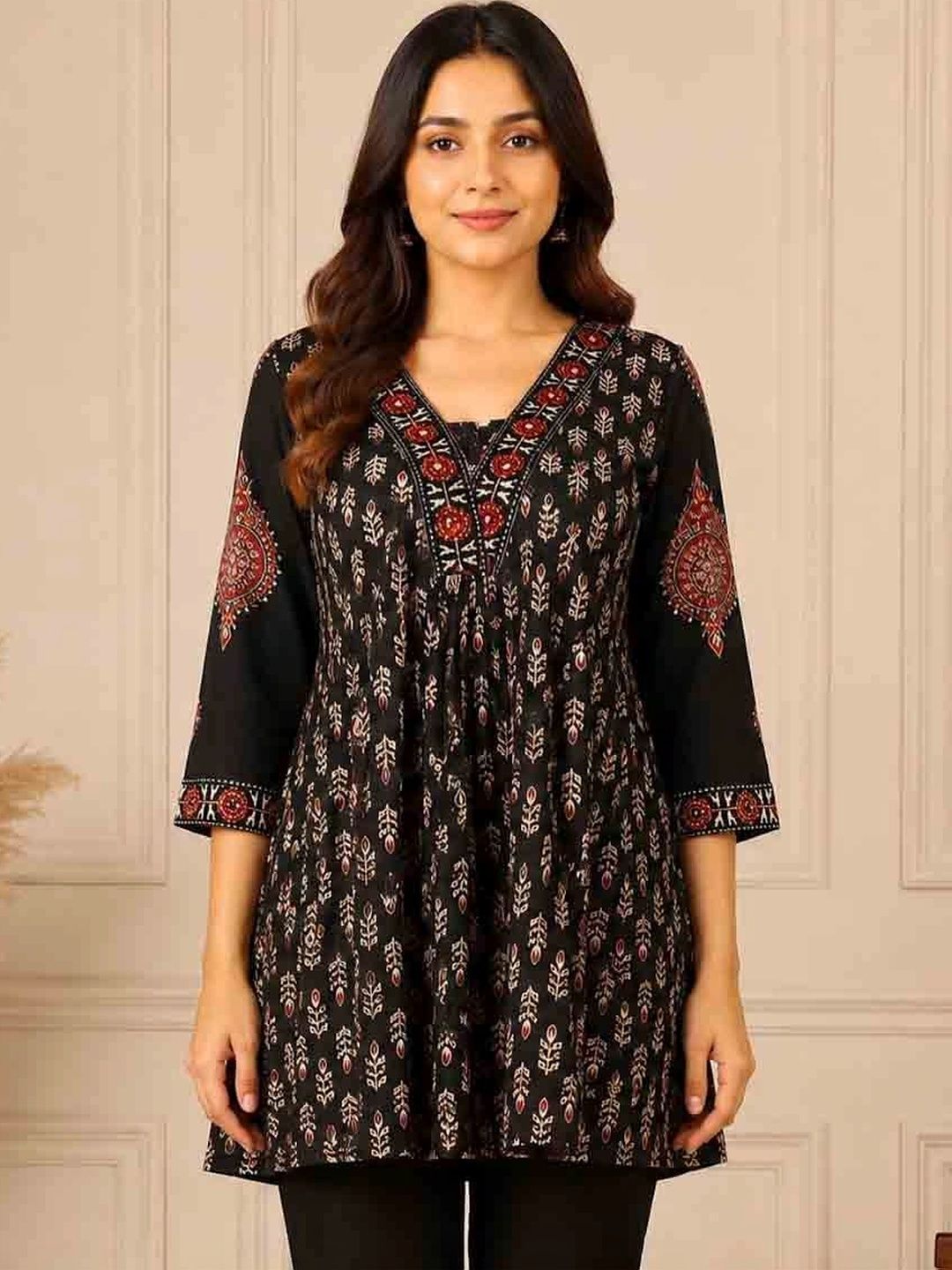 KASIBAA Print Ethnic Cotton Blend Top-picture-56