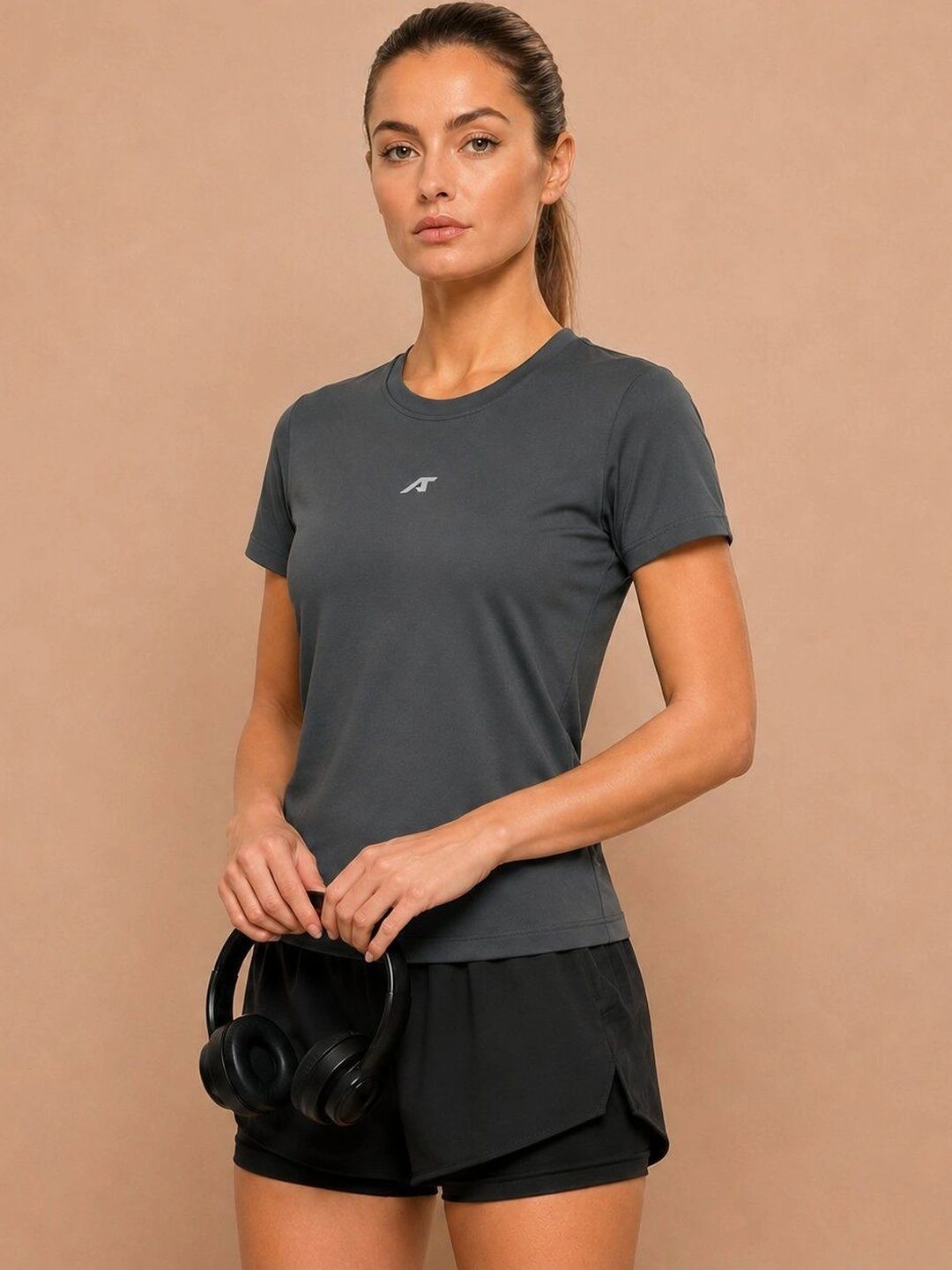 Alcis Women Brand Logo Slim Fit T-shirt-image-6