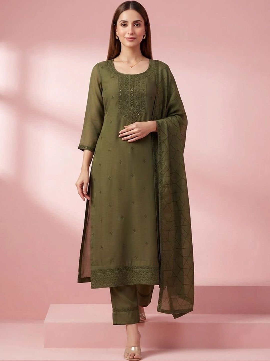 gokurtis Ethnic Motifs Embroidered Thread Work Pure Cotton Blend Handloom Thread Work Kurti-picture-48