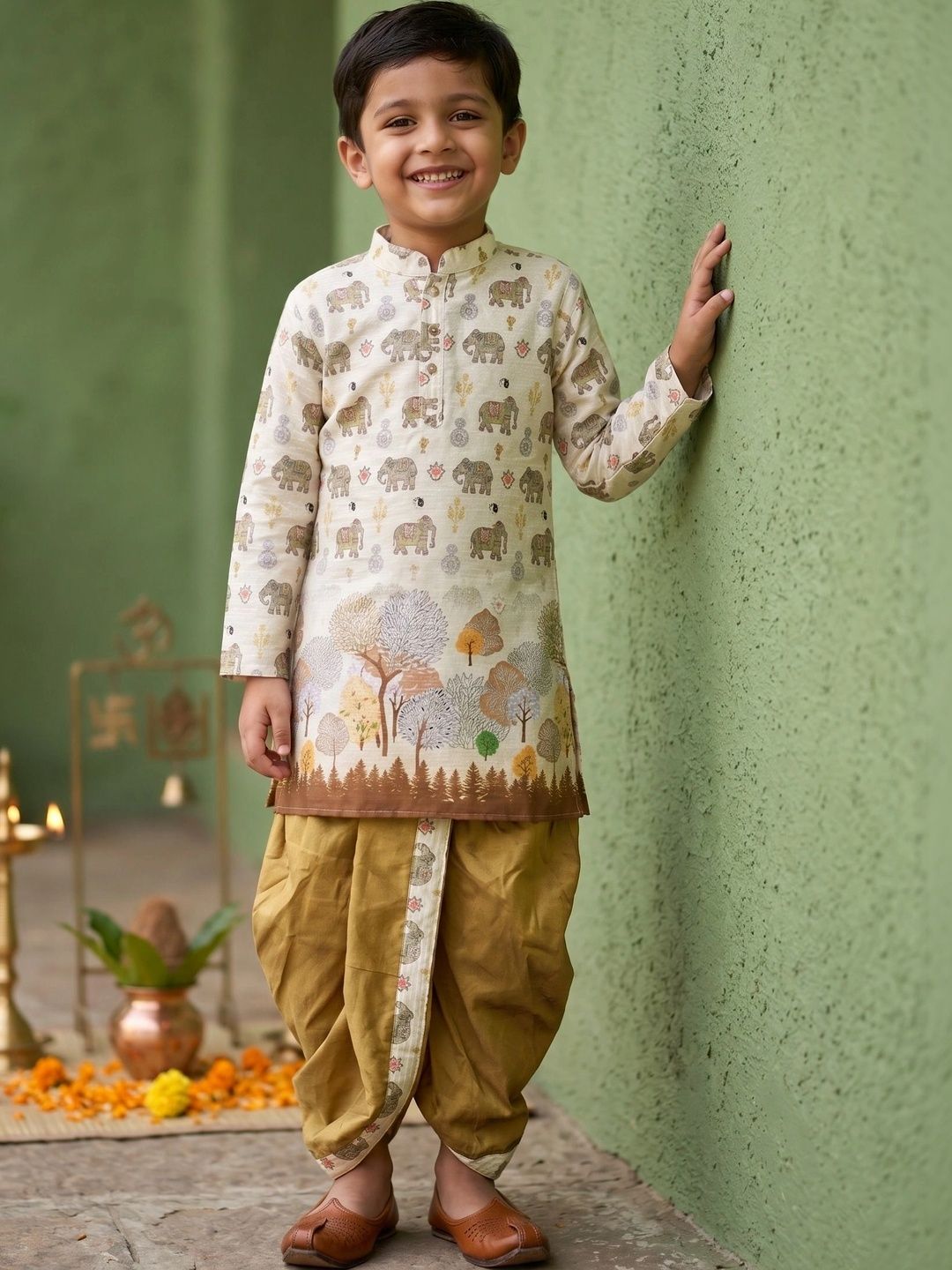 NFC CREATION Boys Ethnic Motifs Printed Regular Kurta with Dhoti Pants-picture-25