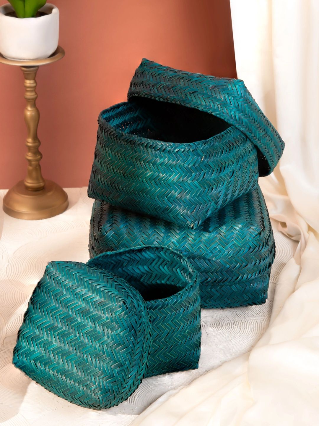 DHARINI Teal Set of 3 Regular Multi-Utility Organisers-picture-7