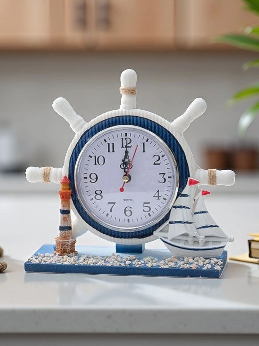 Katish White Textured Quirky Table Clock-picture-58