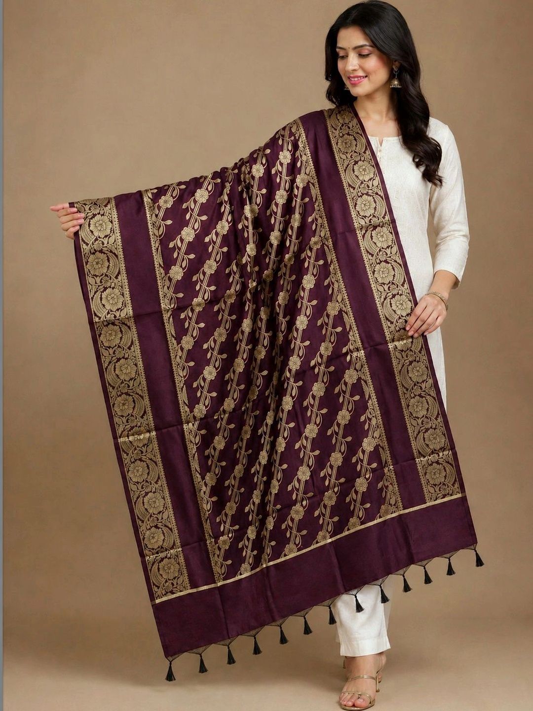 The SDF India Woven Design Art Silk Dupatta with Zari-picture-32