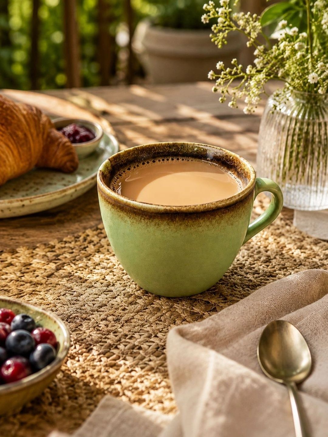 RUHANI HOMES Green Crafted Ceramics Solid Ceramic Glossy Cups Set of Cups and Mugs-image-29