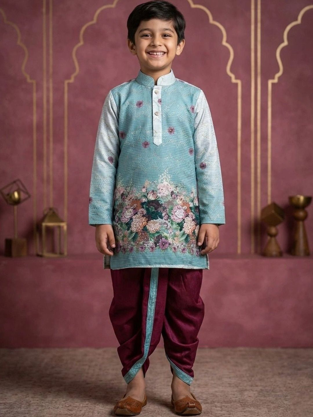 AHLAN APPARELS Boys Floral Printed Regular Kurta with Dhoti Pants-picture-29