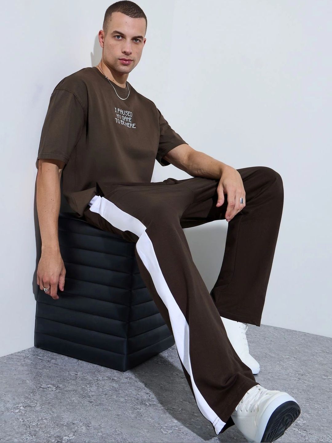 Styli Men Baggy Colourblocked Track Pants-picture-41