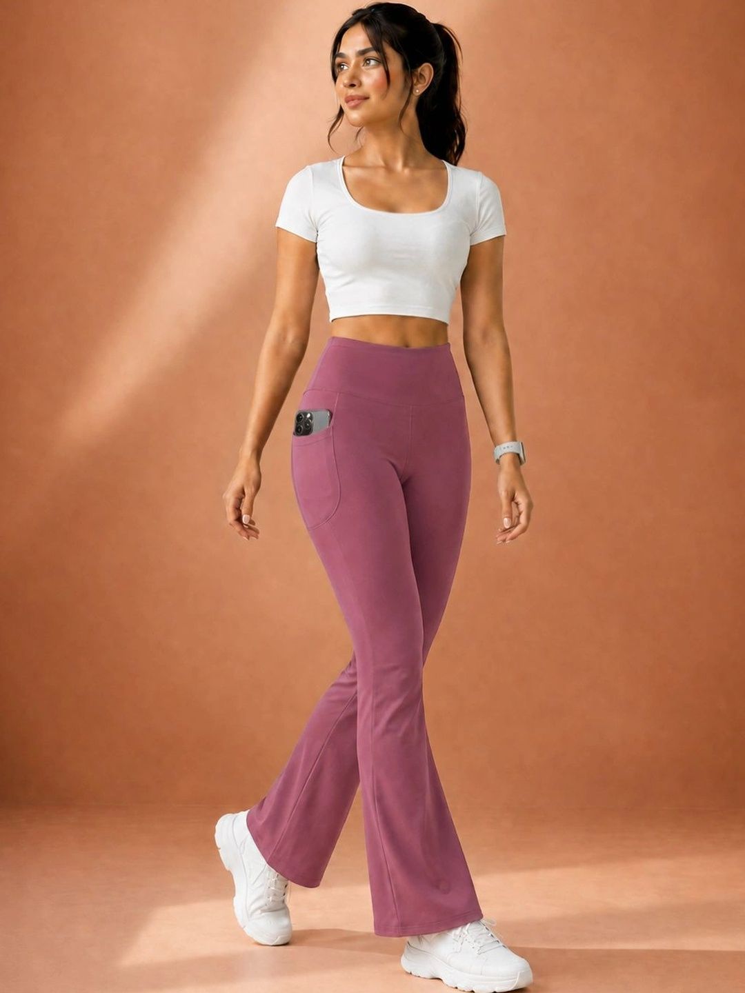 POOJARAN SAREE Stretchable High Waist Bootcut Gym Tights-picture-30