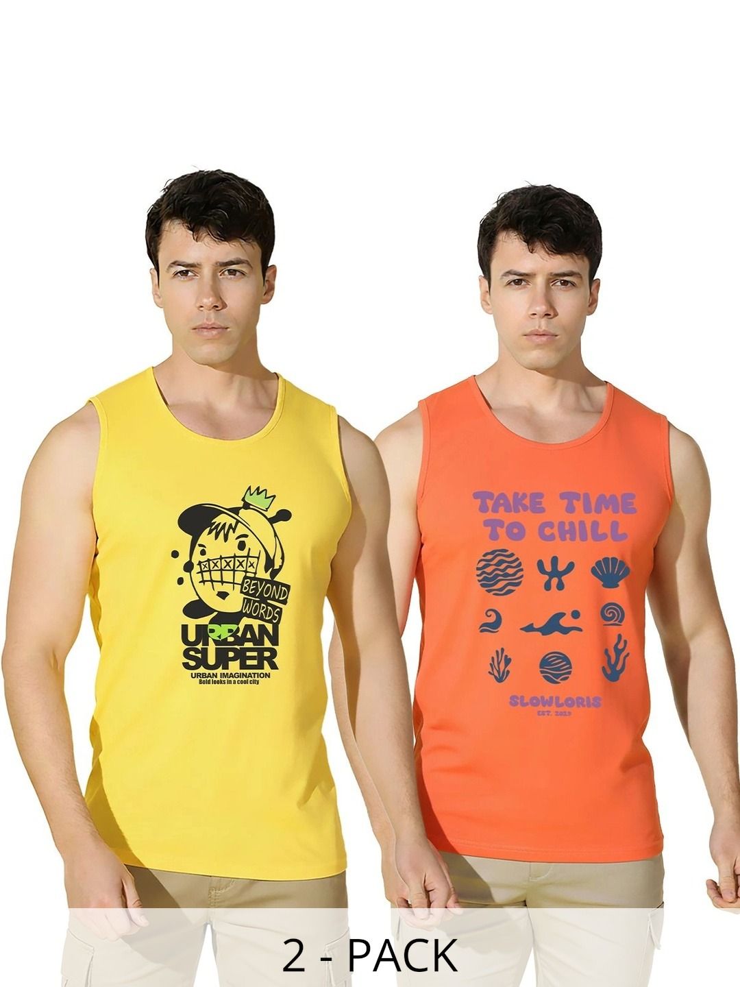 MINISTRY OF FRIENDS Pack of 2 Printed Cotton Gym Vest-picture-52