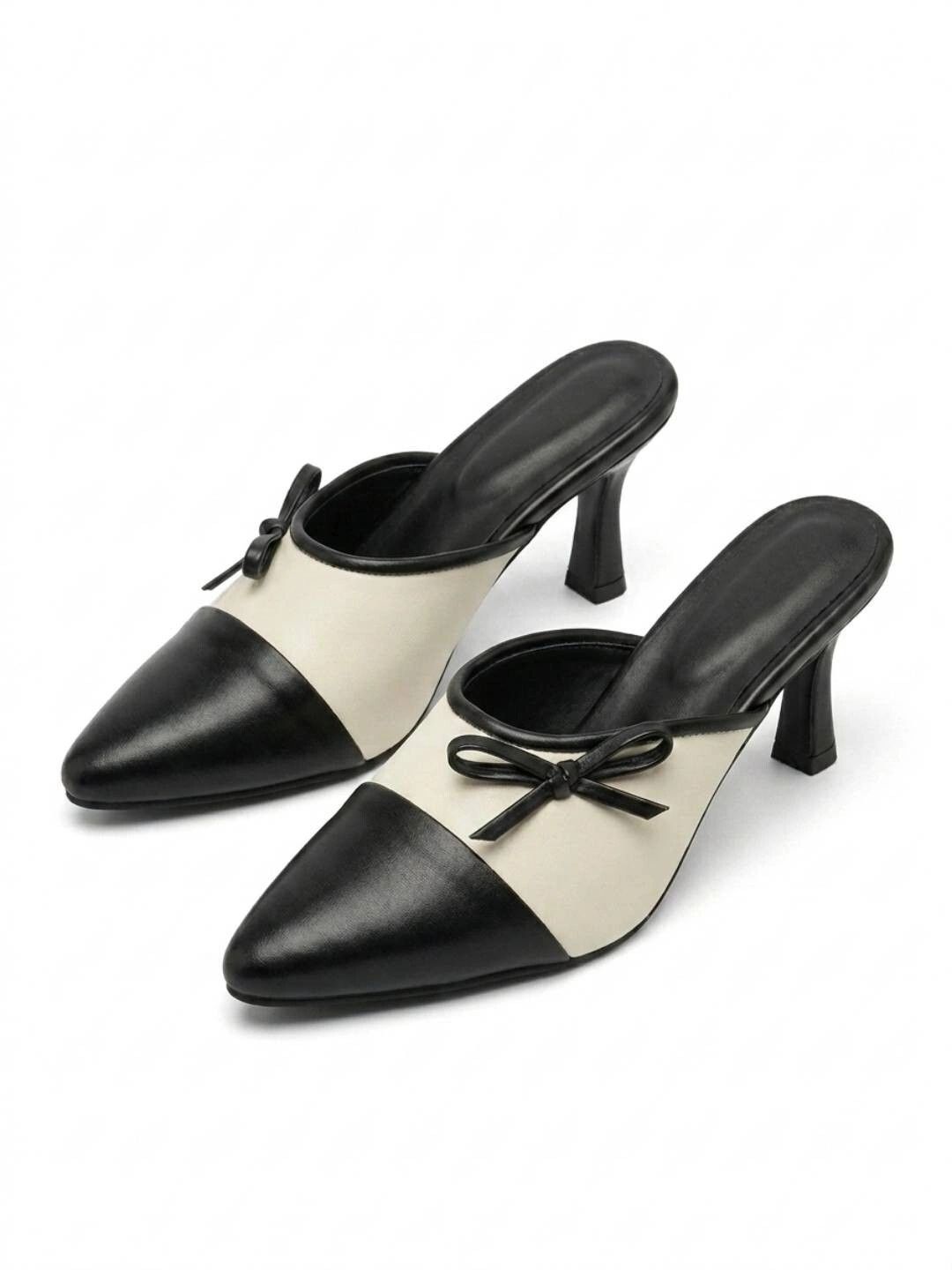Baespice Colourblocked Party Kitten Mules with Bows-picture-19