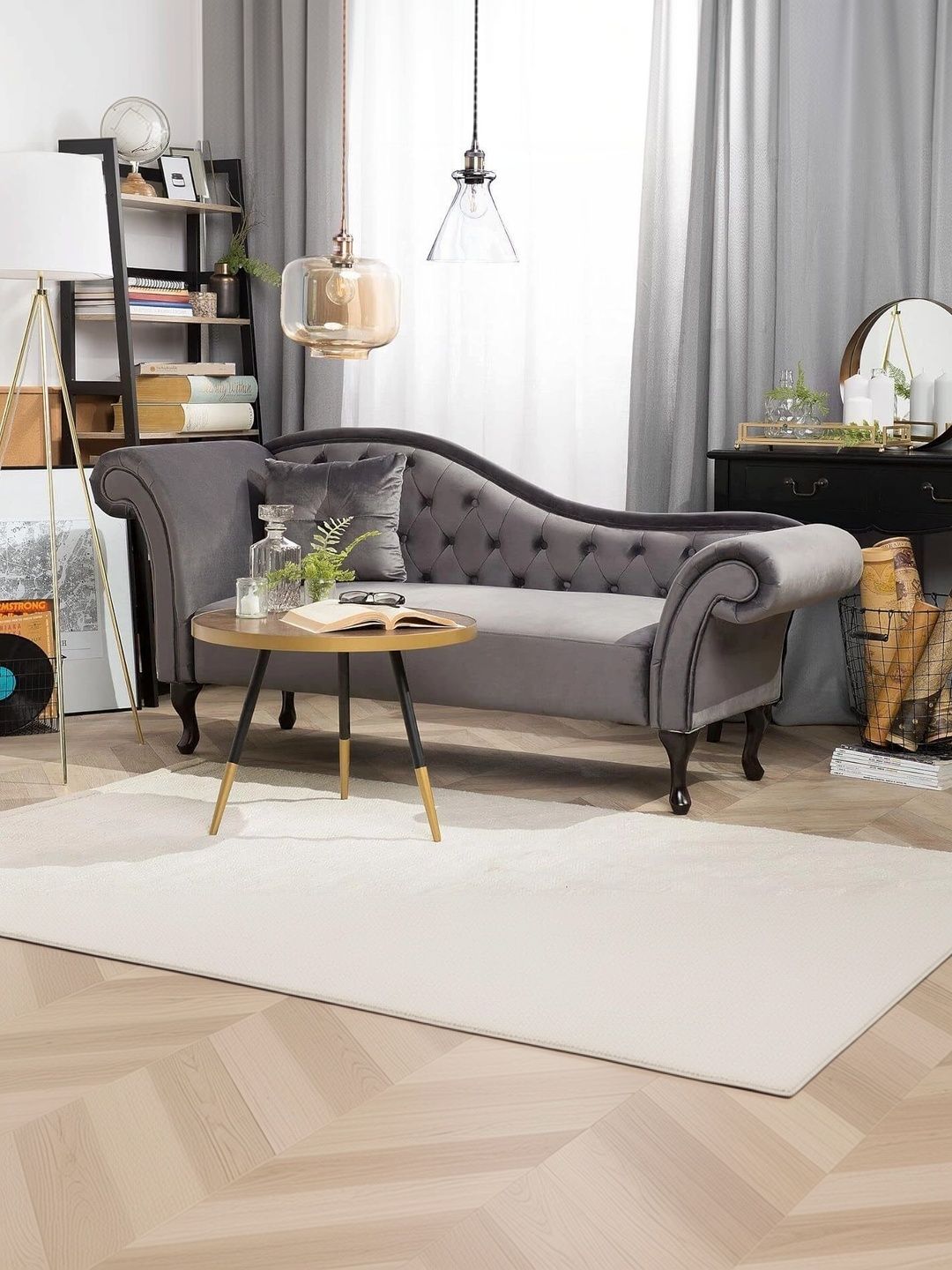 Soul craft Teal Grey Wooden Velvet 2 Seater Sofa-picture-56