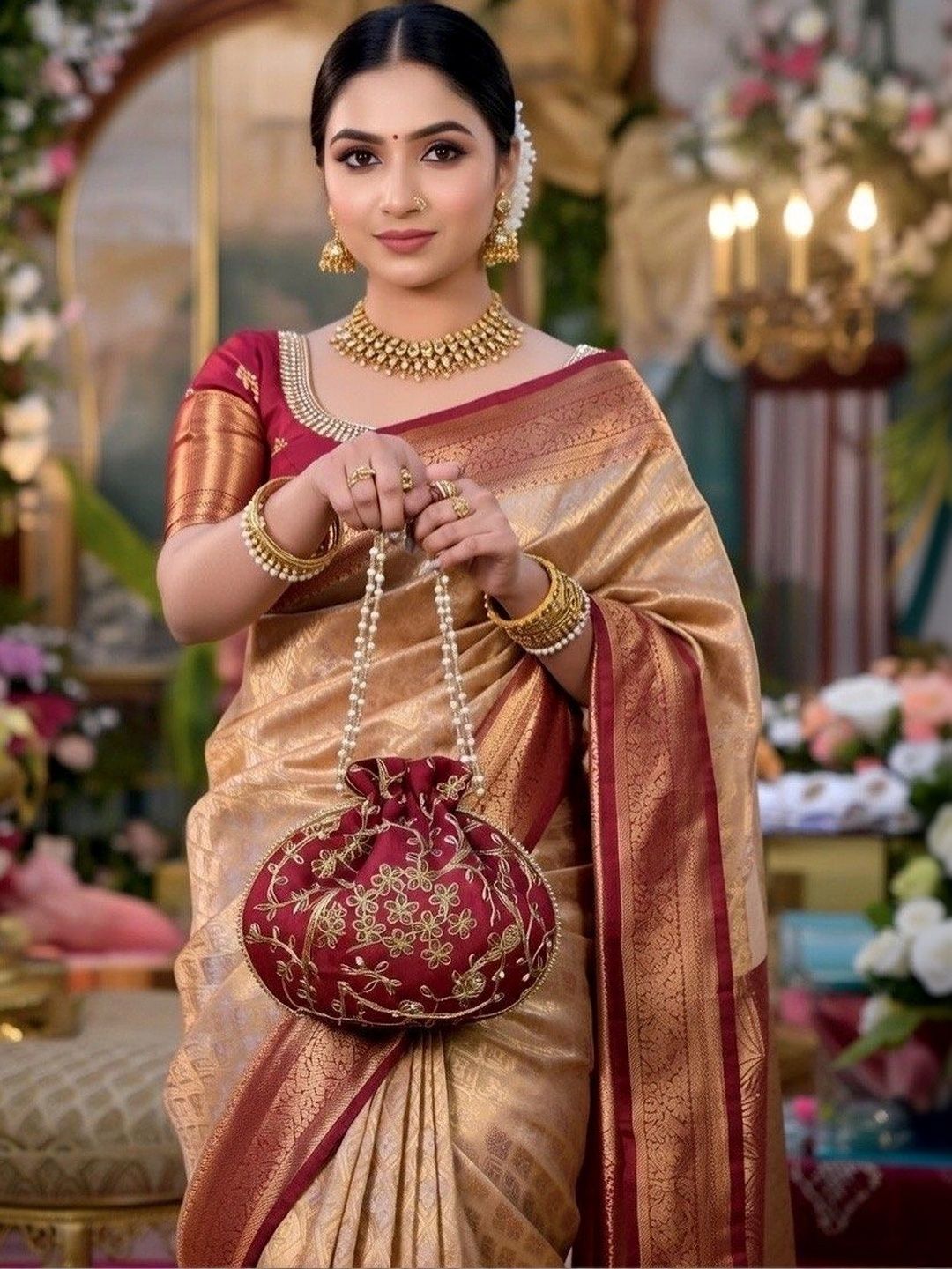 MaaCare Embroidered Embellished Potli Clutch-picture-23