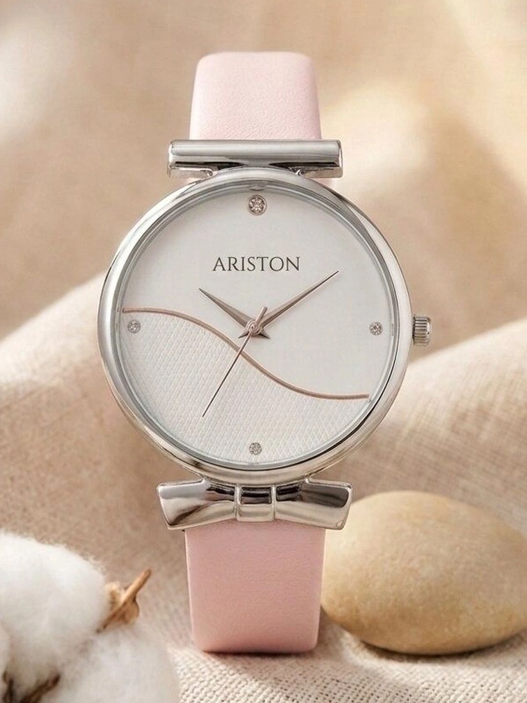 ARISTON Women Patterned Dial & Leather Straps Analogue Watch AJ04 R SILVER CASE WHITE DAIL & BELT LEATHER-image-10