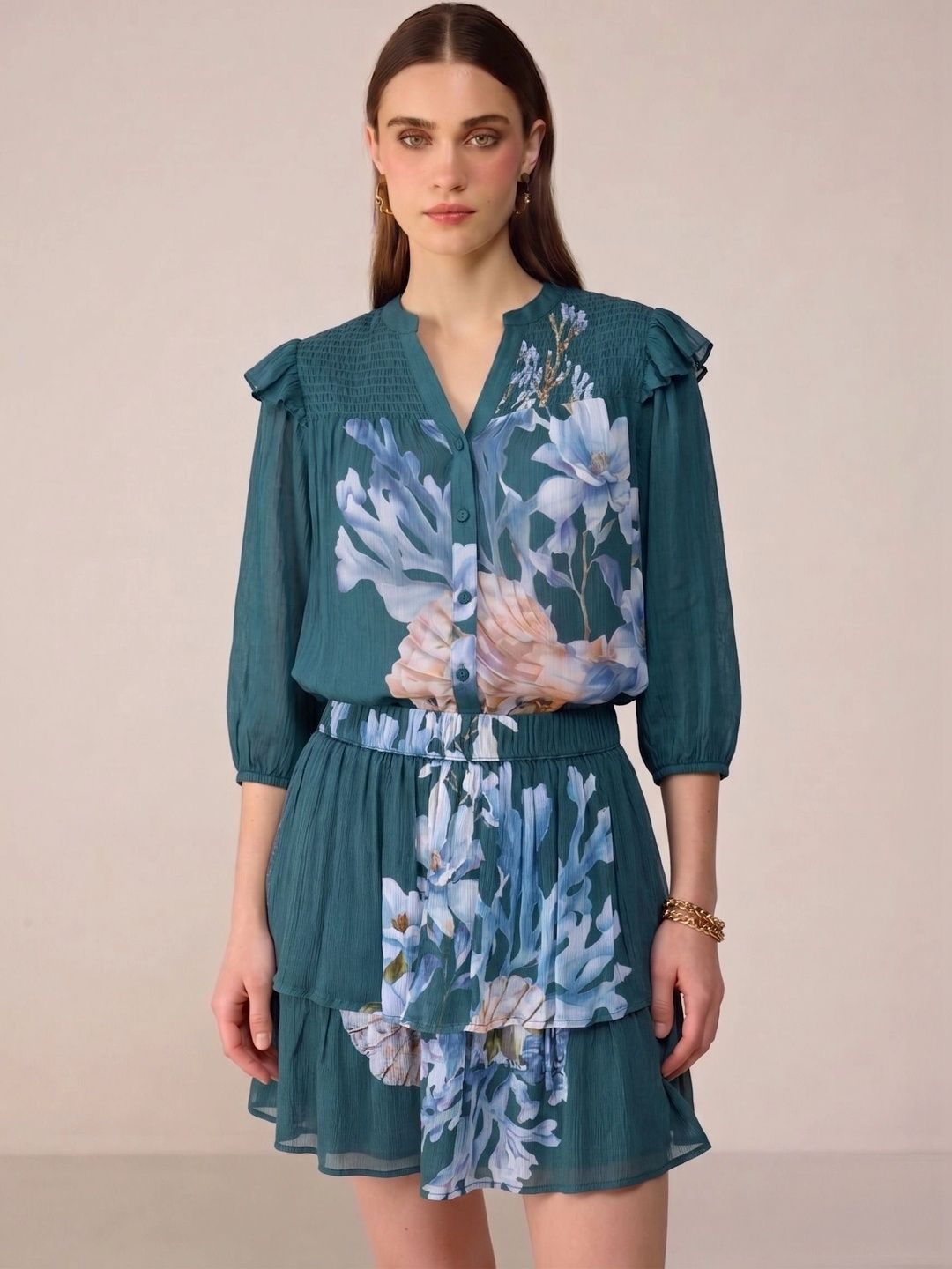 Calling June Floral Print Chiffon Top-picture-33