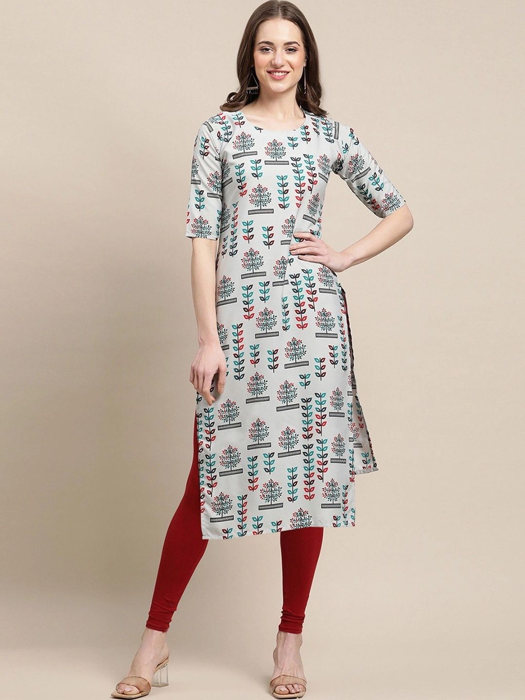 HERE&NOW Women Printed Crepe Kurta-picture-38