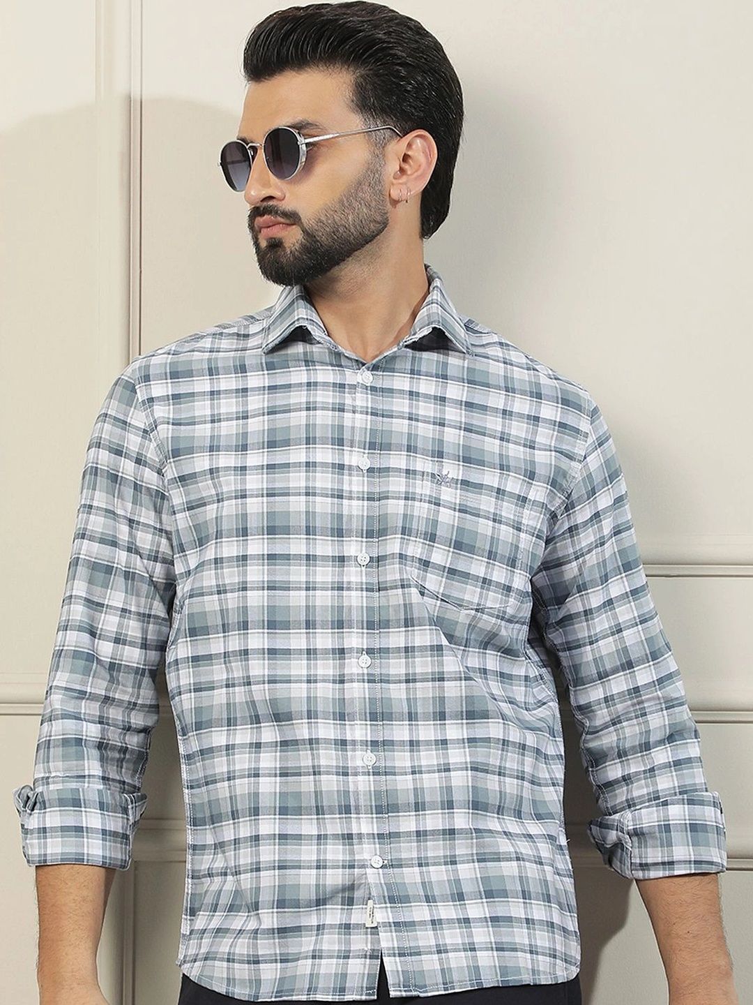 Crimsoune Club Men Slim Fit Checked Casual Shirt-picture-24