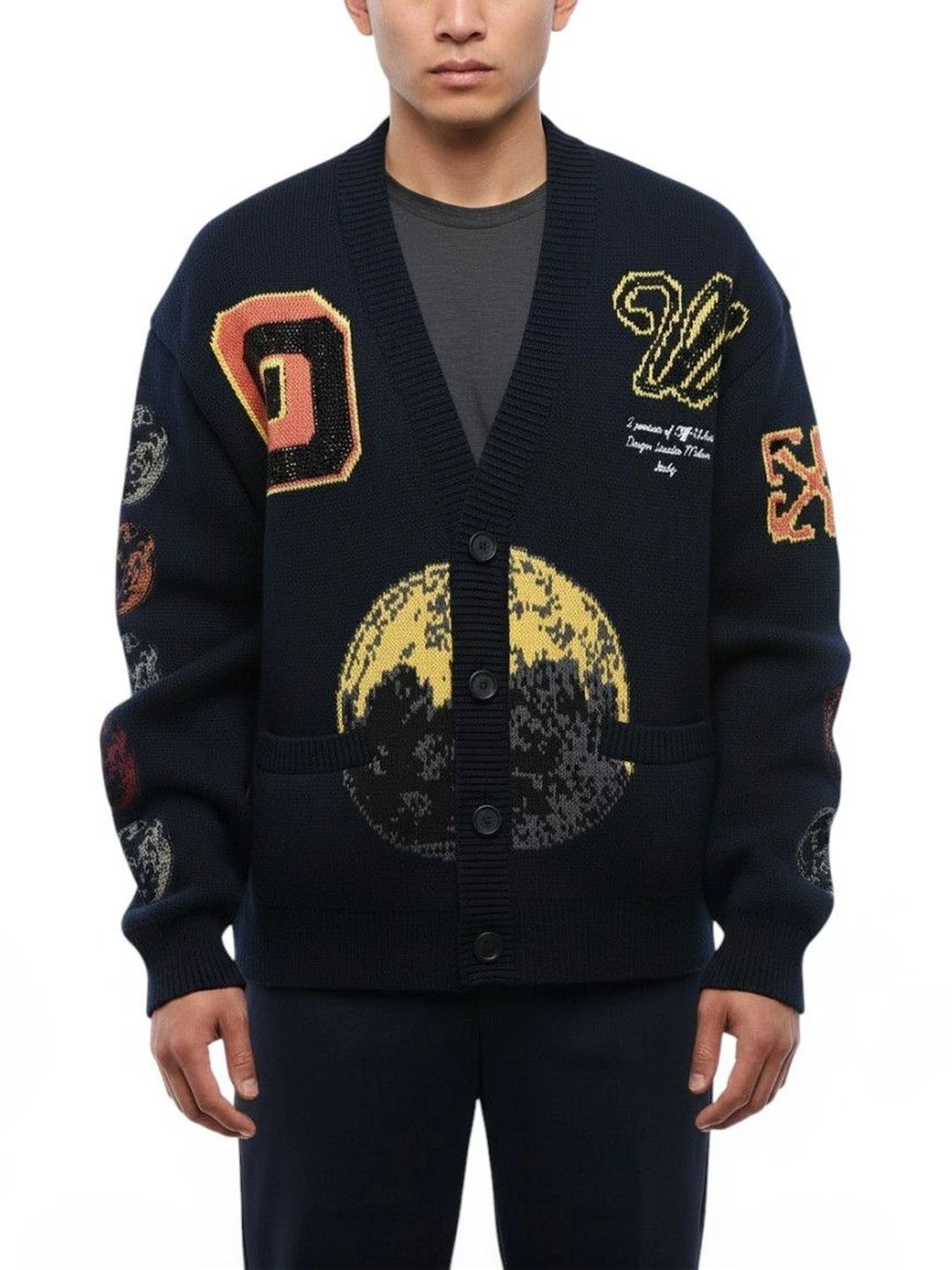 Off-White Men Printed Woollen Cardigan with Embroidered Detail-picture-21