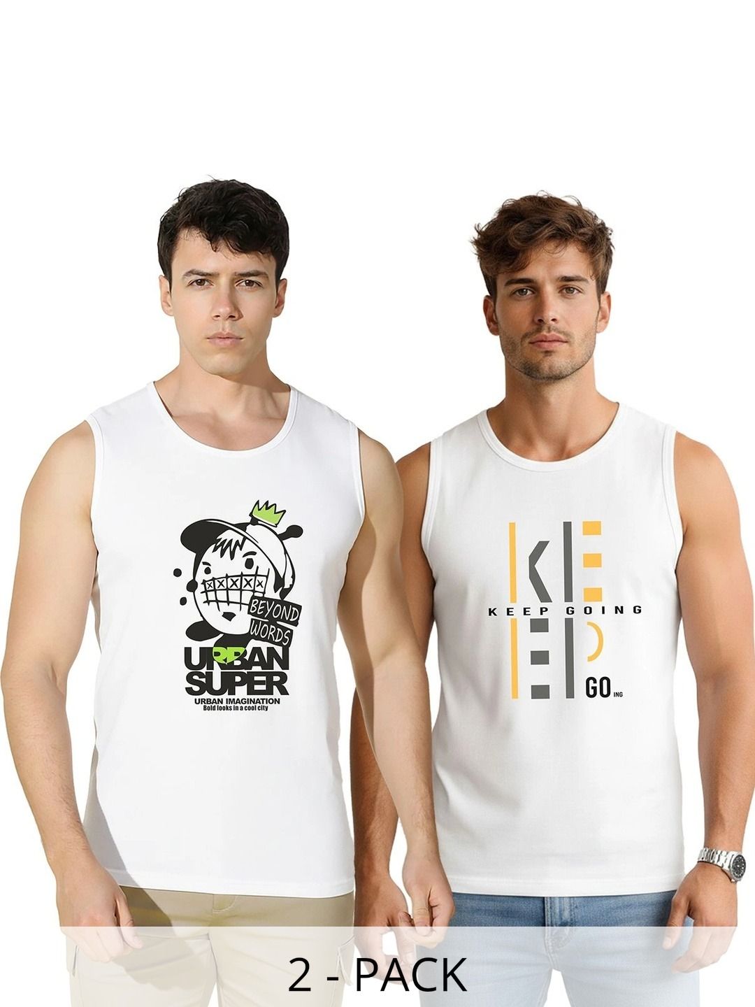 MINISTRY OF FRIENDS Pack of 2 Printed Cotton Gym Innerwear Vests-image-24