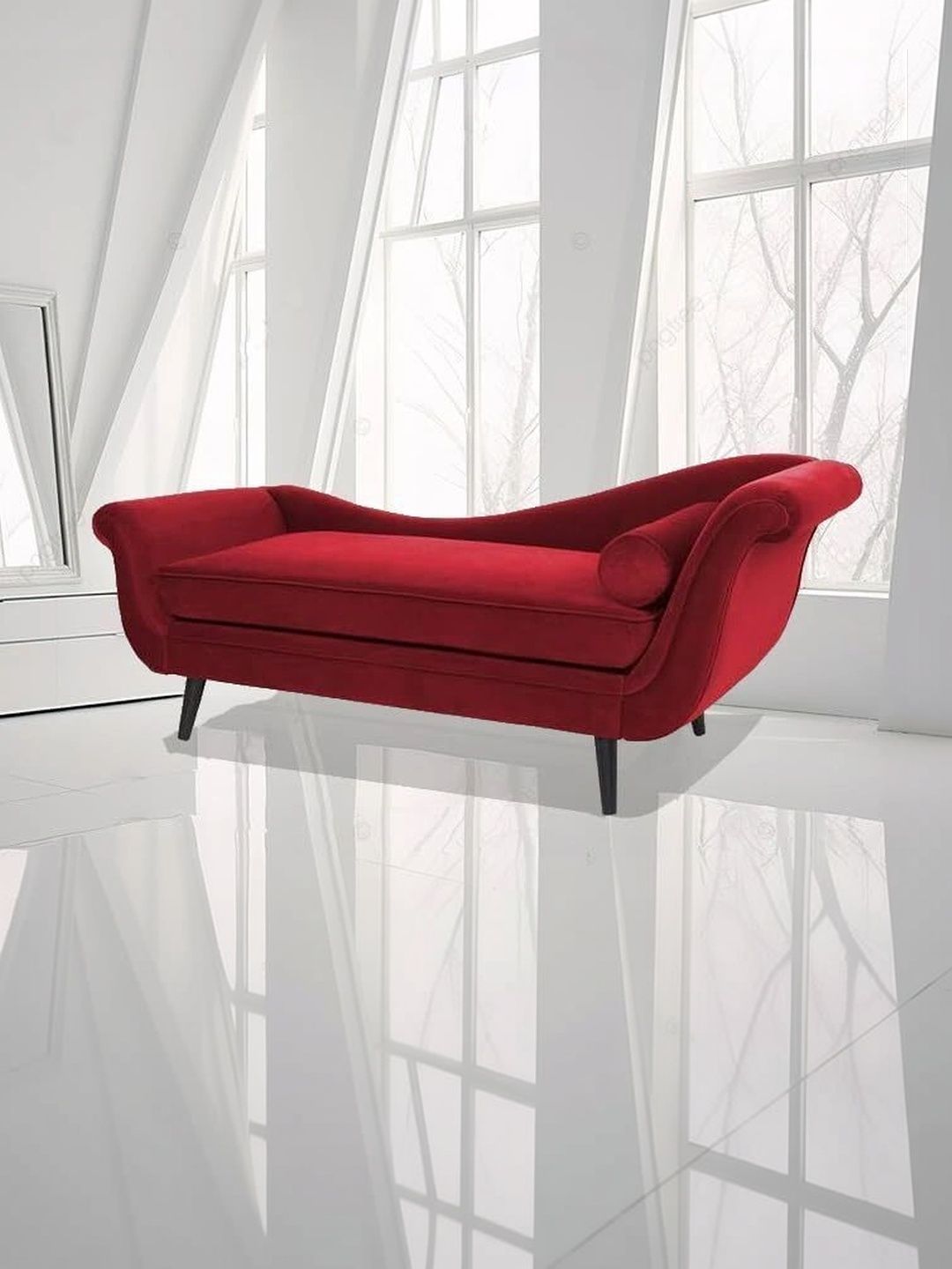 INDIAWOODMART Maroon Wooden 2 Seater Sofa-image-11