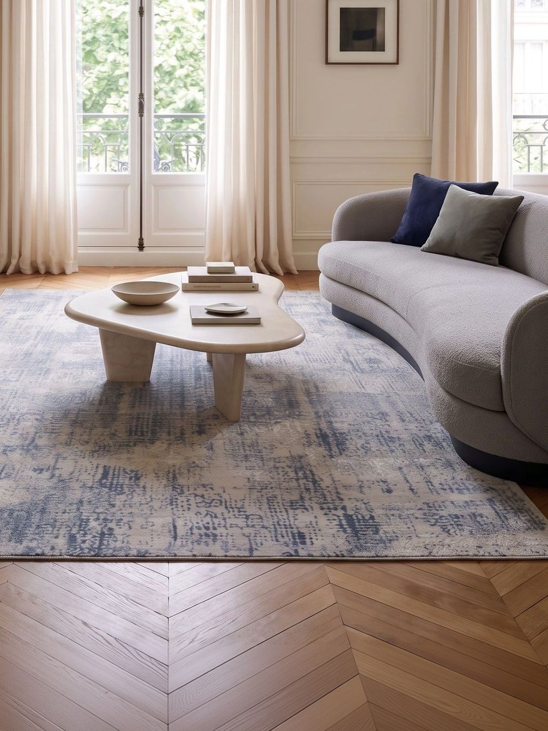 ASTERLANE Cream-Coloured Abstract Polyester Carpet-picture-29