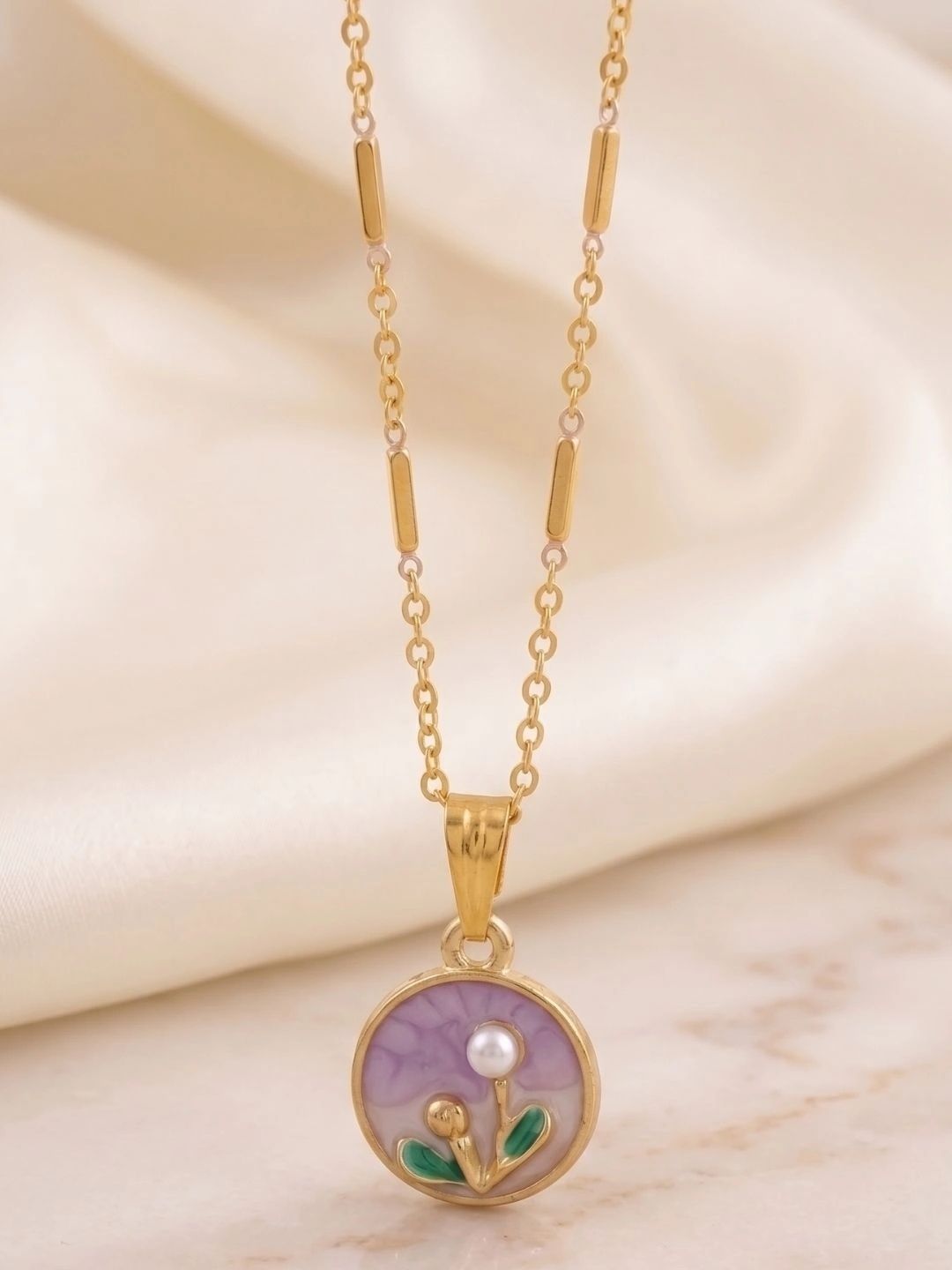 DressBerry Brass Gold-Plated Enamelled Necklace-picture-14