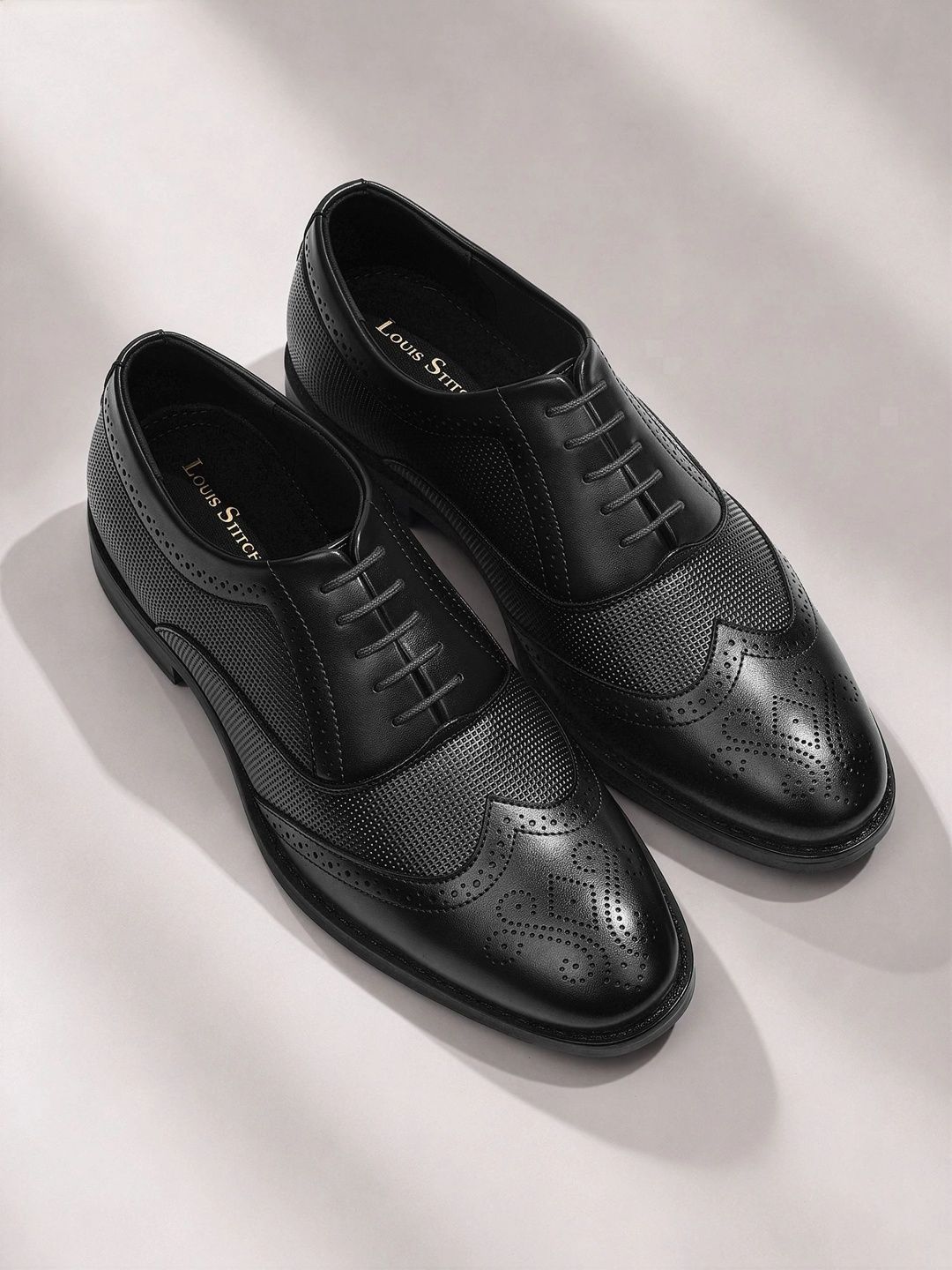 LOUIS STITCH Men Textured PU Round Toe Lace-Ups Brogues Formal Shoes-picture-33