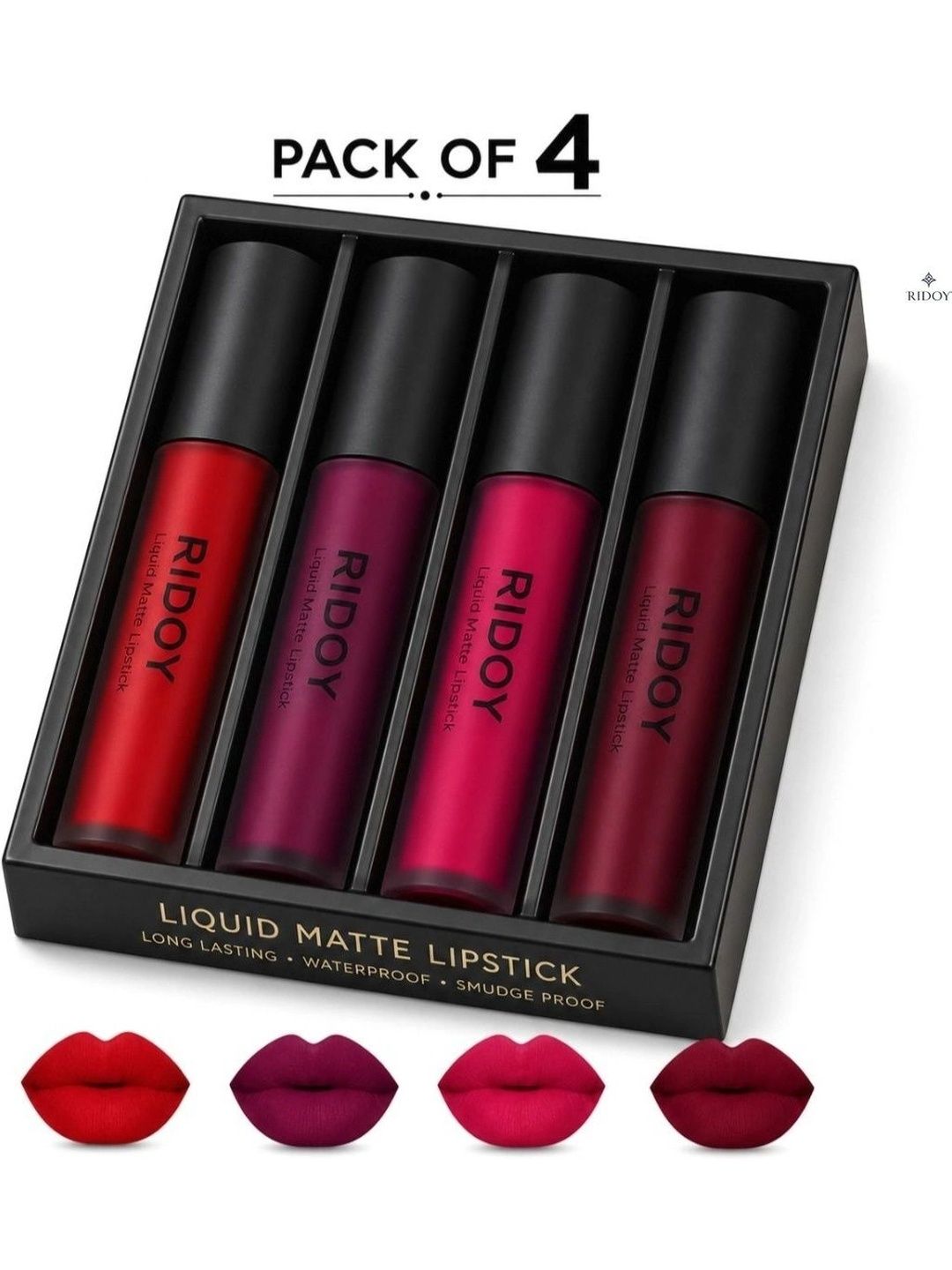 ridoy Set Of 4 Waterproof Liquid Matte Lipstick-3 ml Each - Classic Red-Berry Plum-picture-23