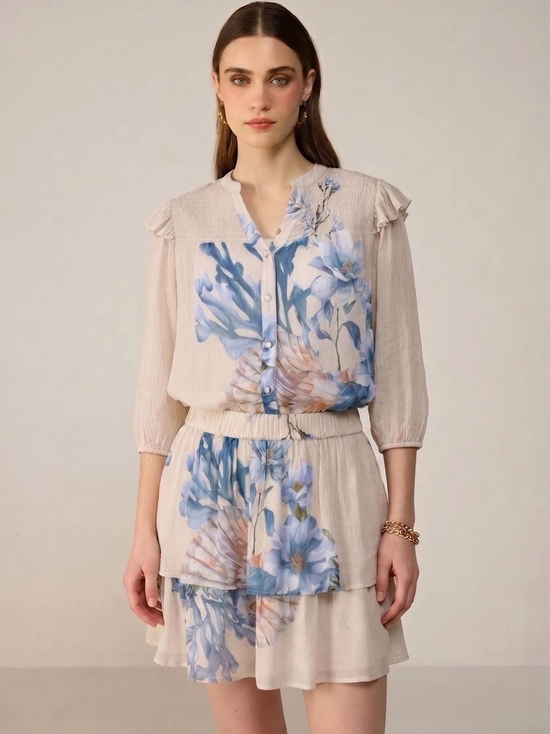 Calling June Floral Print Chiffon Top-image-11