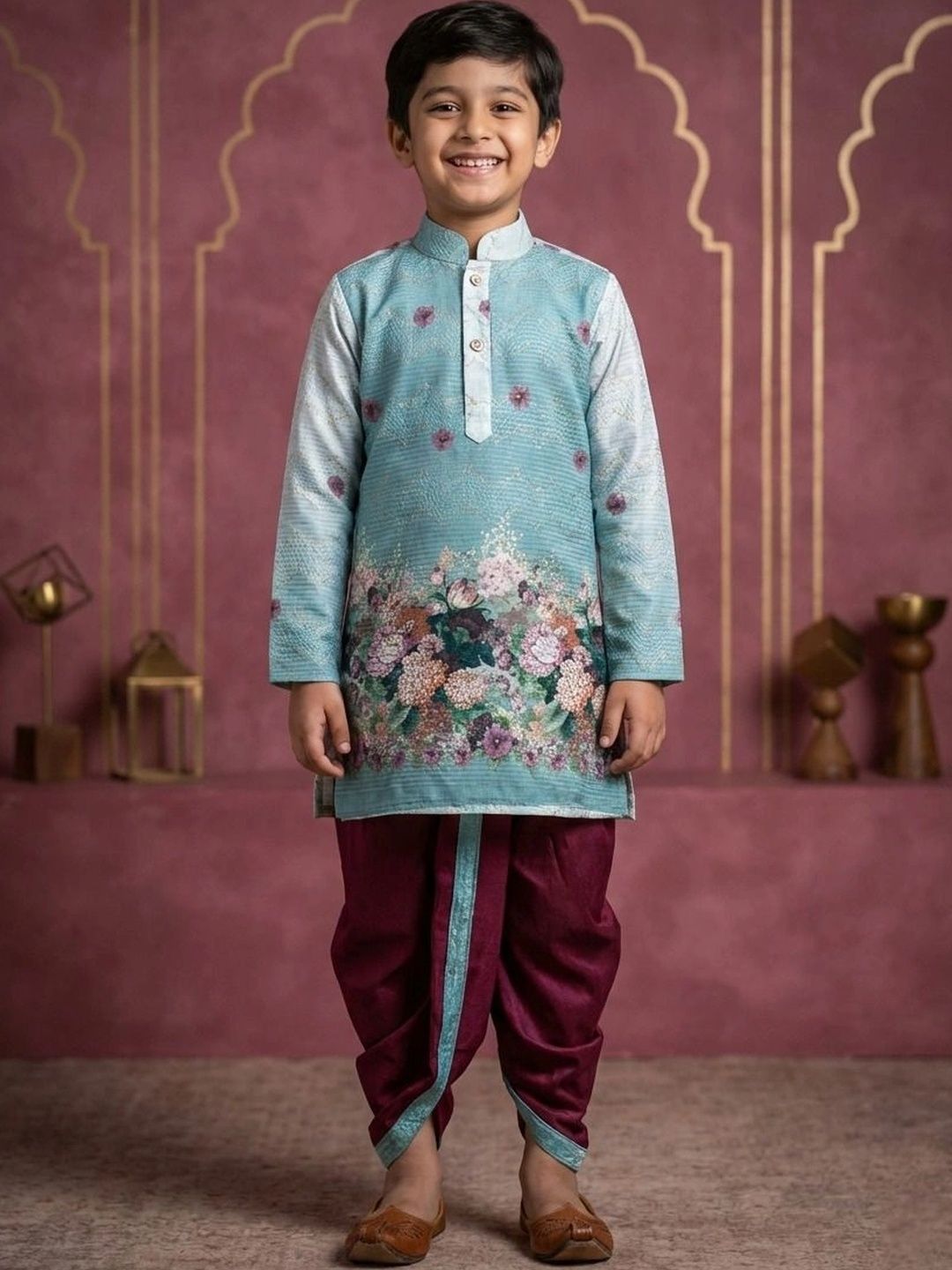 Cae Boys Floral Printed Regular Kurta with Dhoti Pants-picture-34