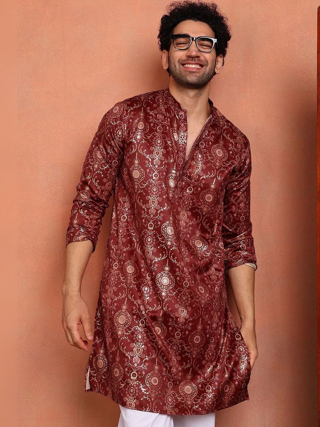 See Designs Men Ethnic Motifs Chanderi Silk Kurta-picture-57
