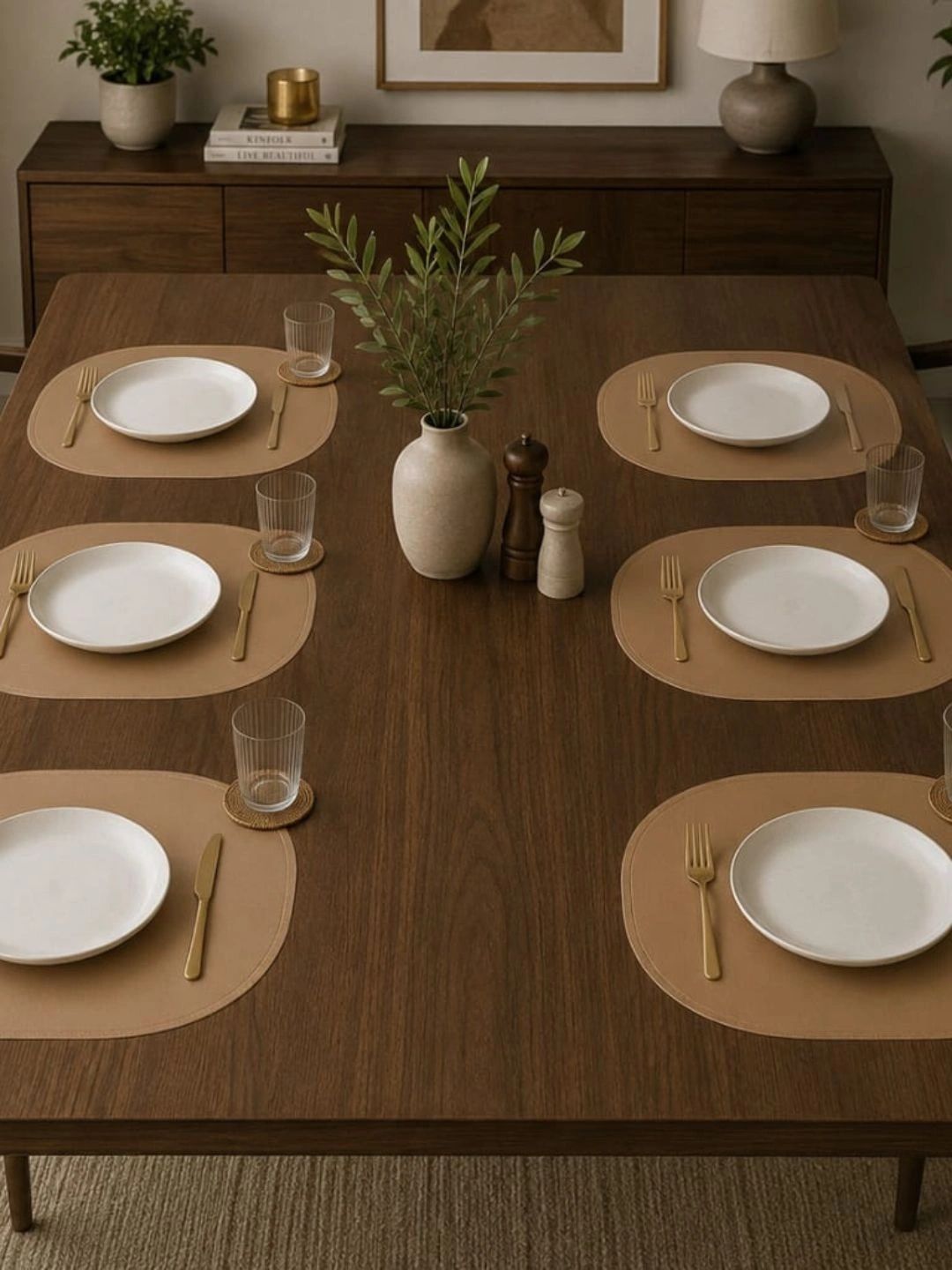 ORNATE Set Of 6 Yellow Textured Dining Table Placemats-picture-35