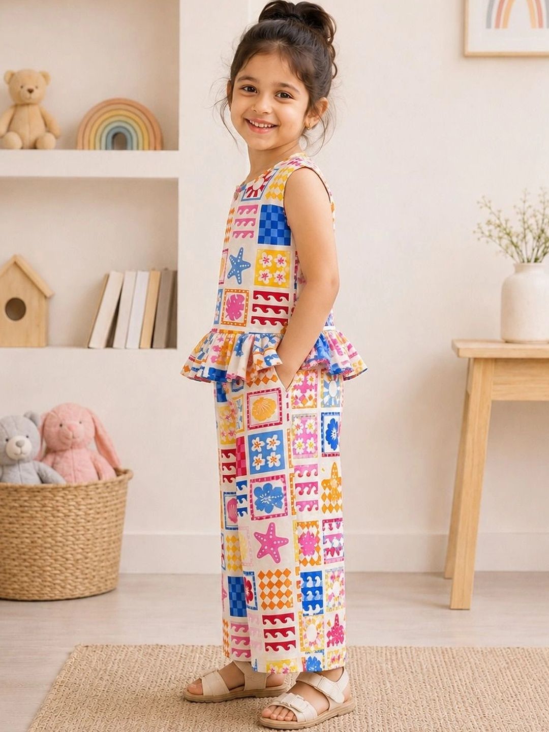 LittleEllie & Co. Girls Printed Top with Trousers Clothing Set-picture-16