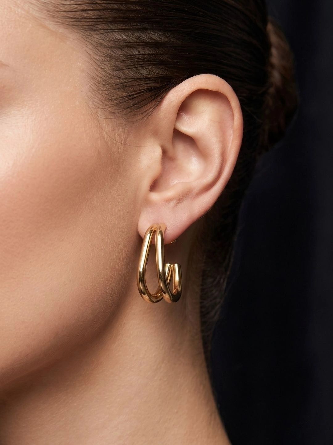 DressBerry Circular Half Hoop Earrings-image-1